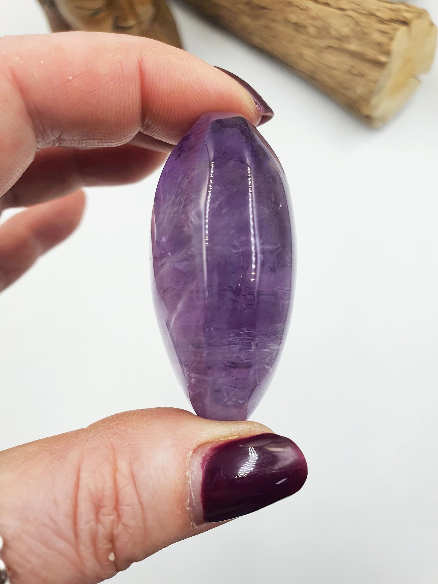 Sparkly Light Amethyst Palm with rainbow flashes