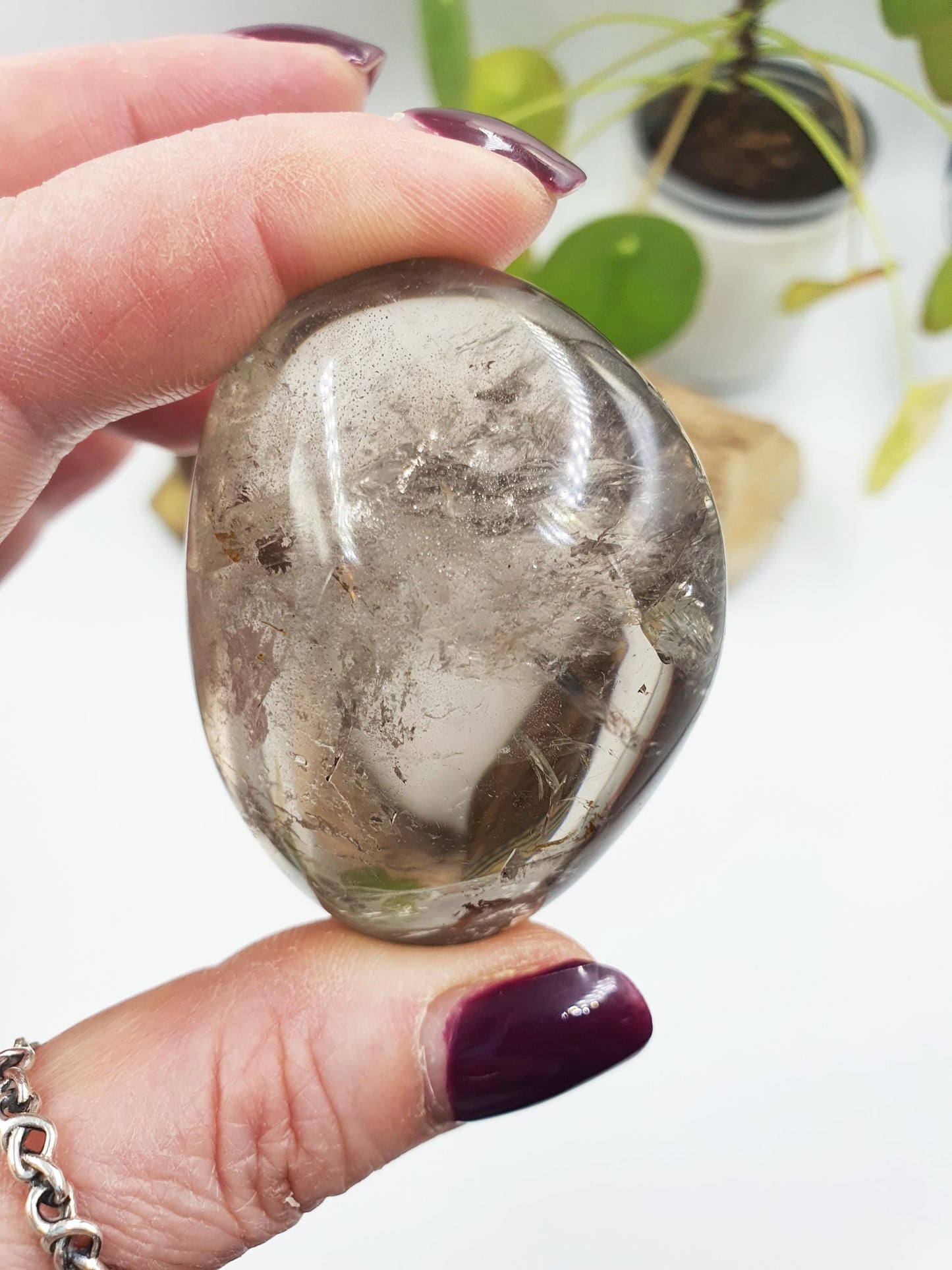 Smoky Quartz Palm with rainbow
