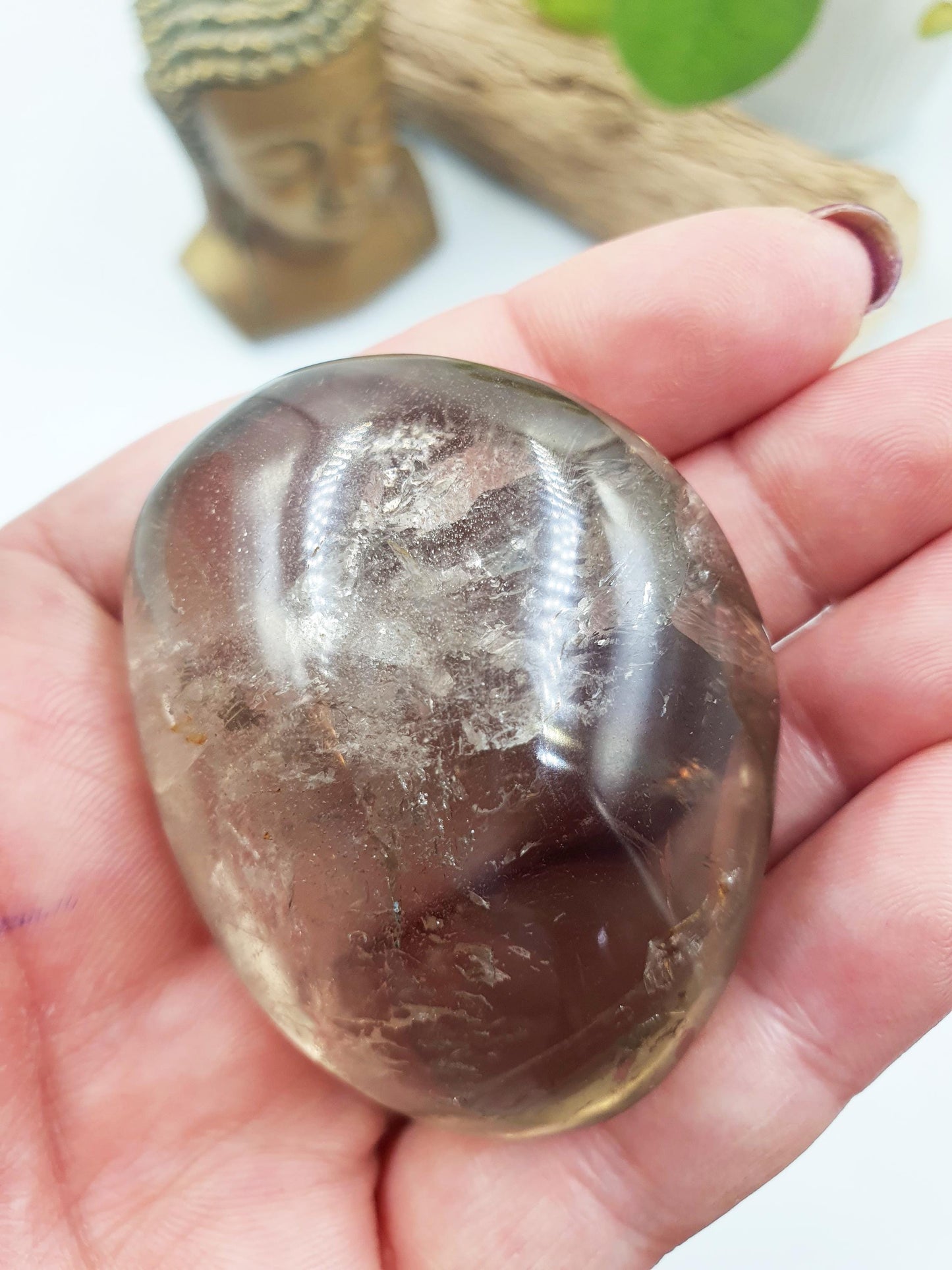 Smoky Quartz Palm with rainbow