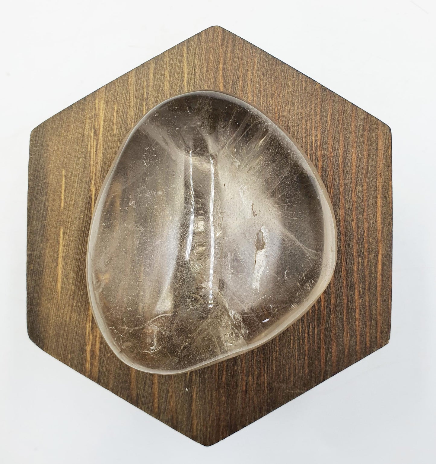 Clear Quartz Palm with shimmering inclusions and rainbows