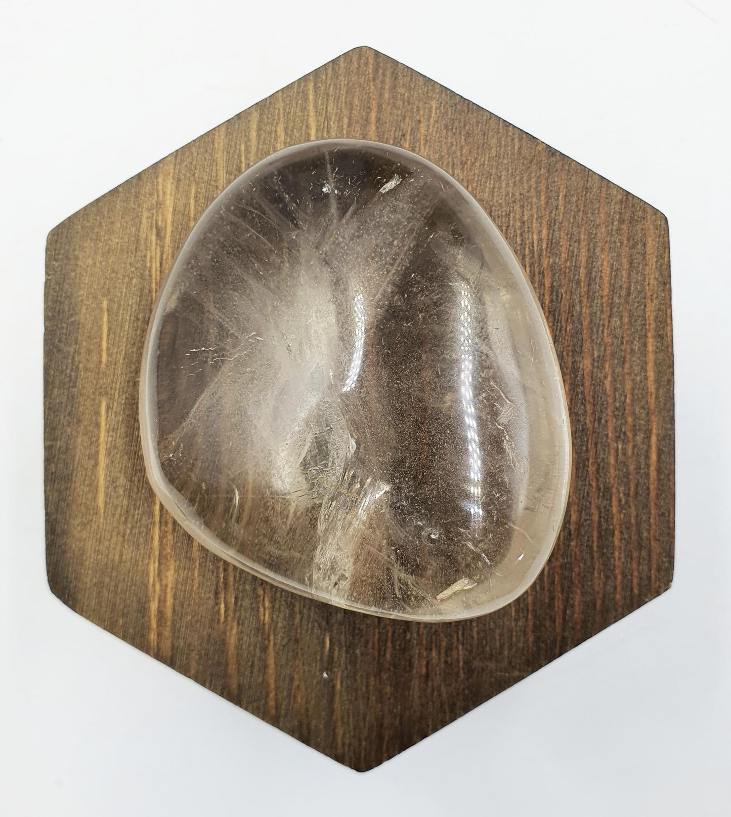 Clear Quartz Palm with shimmering inclusions and rainbows