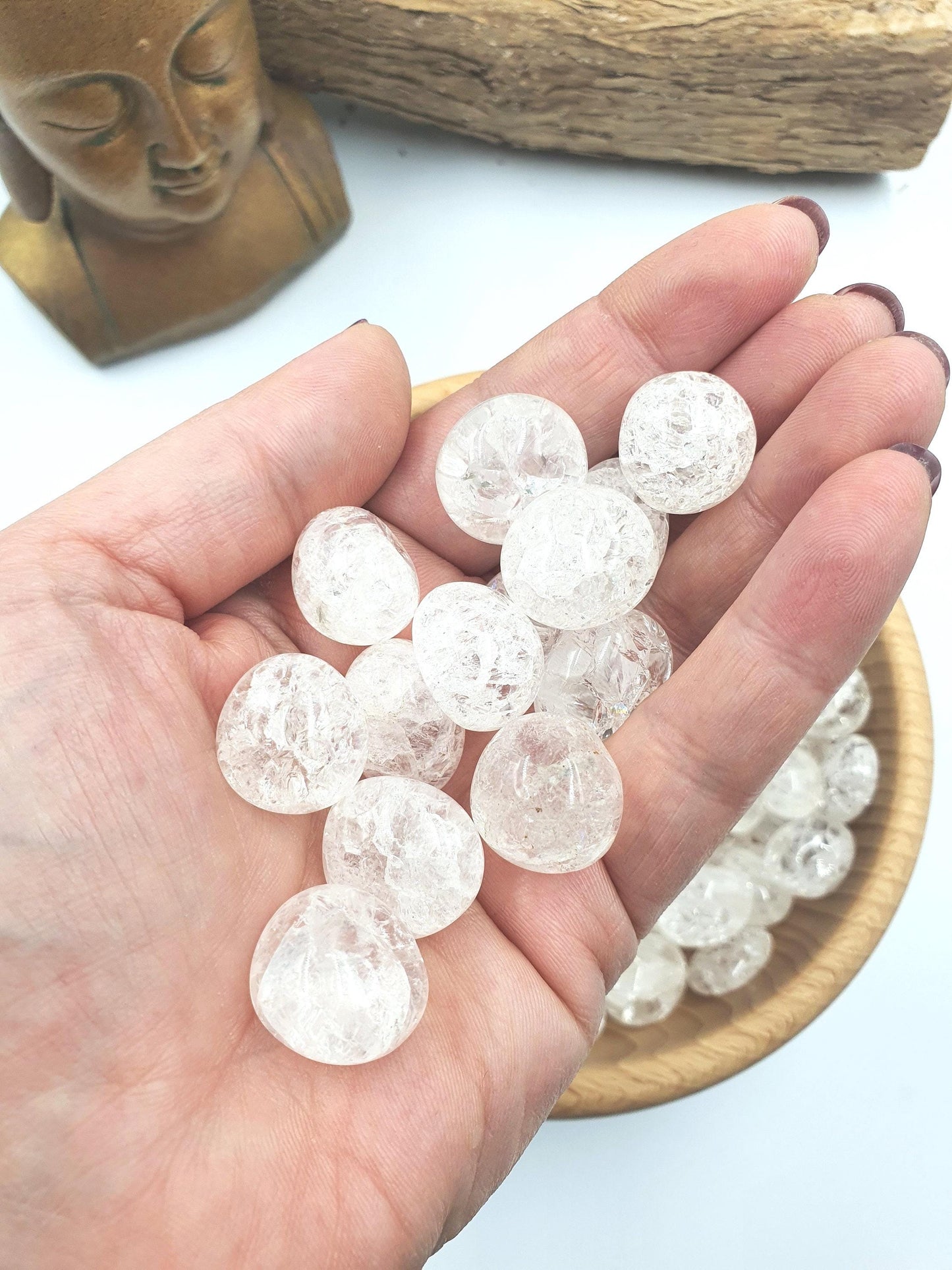 5x Clear Quartz Crackle Tumbles