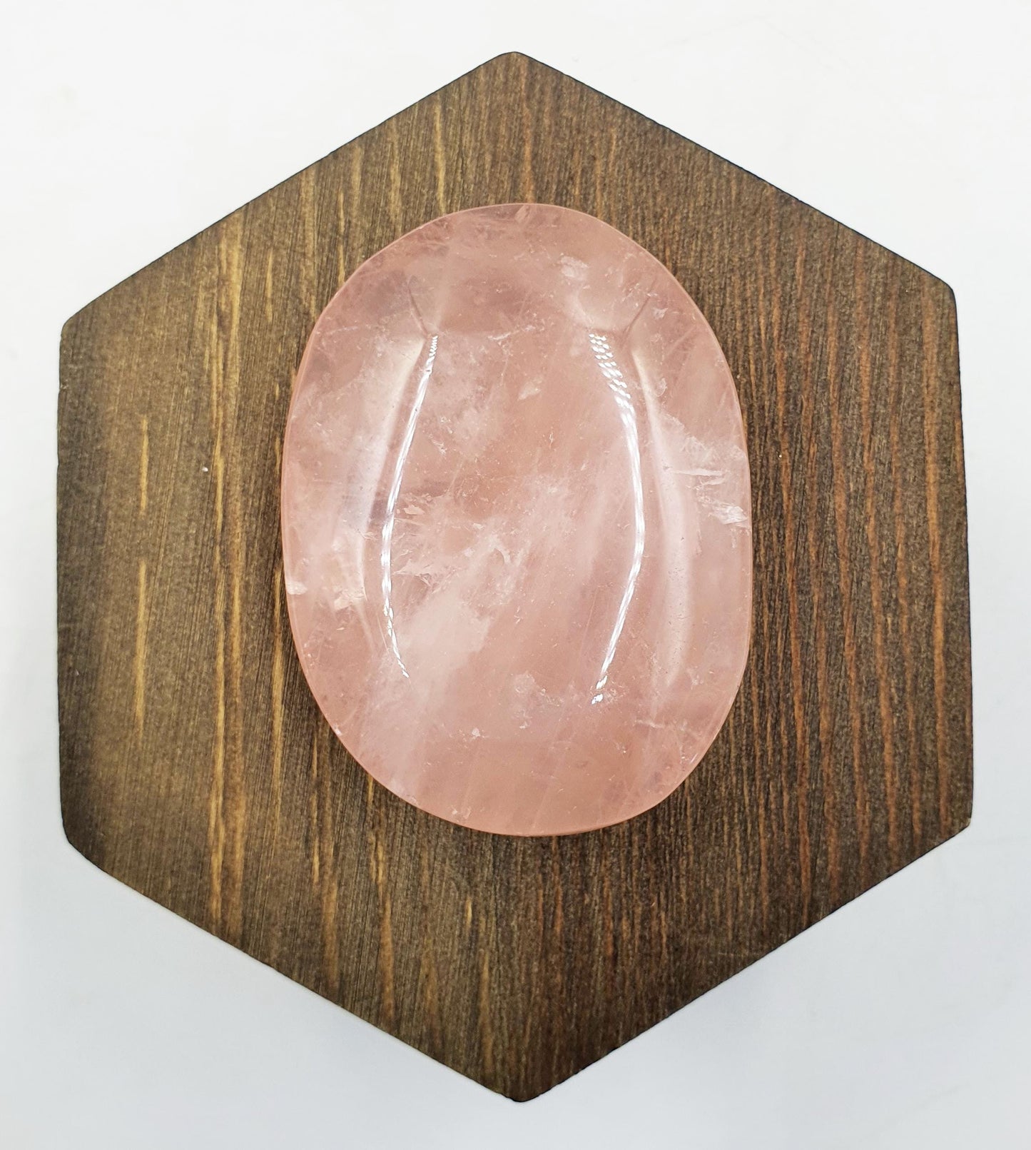 Rose Quartz Palm with rainbow flashes