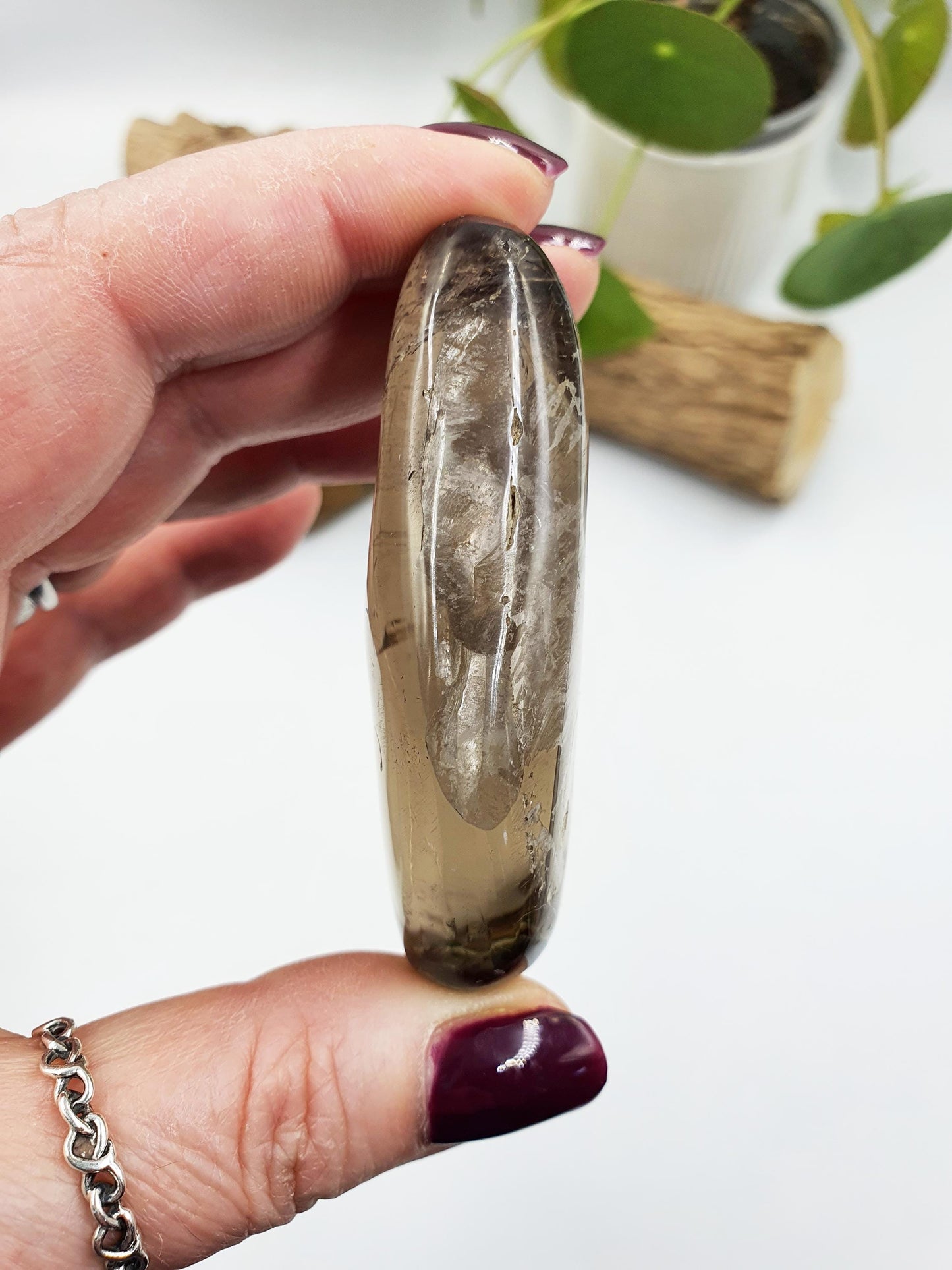 Unique Smoky Quartz Palm with rainbows