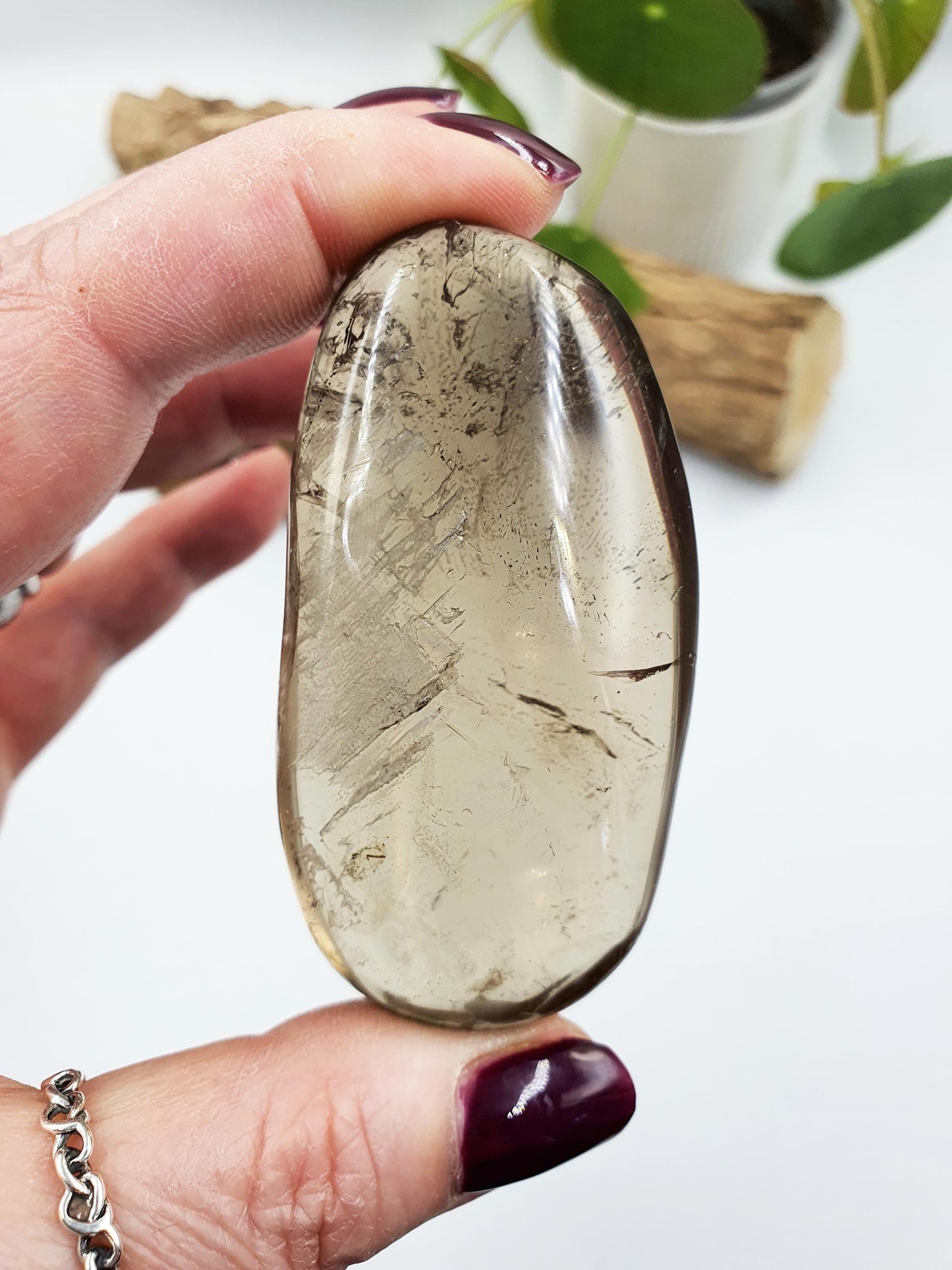 Unique Smoky Quartz Palm with rainbows