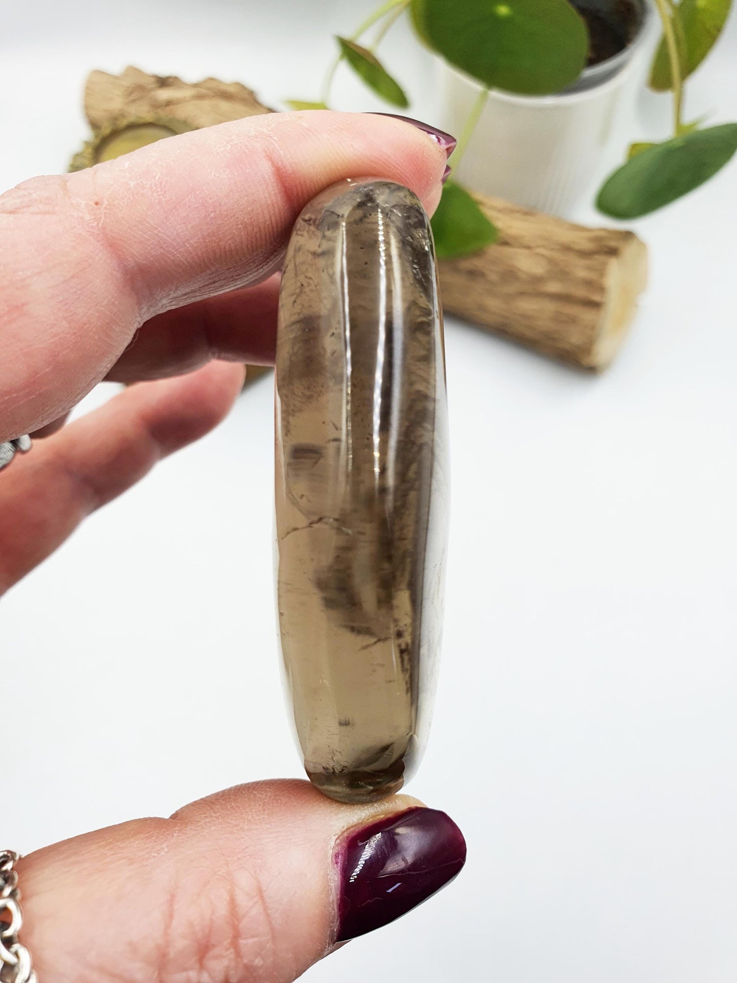 Unique Smoky Quartz Palm with rainbows