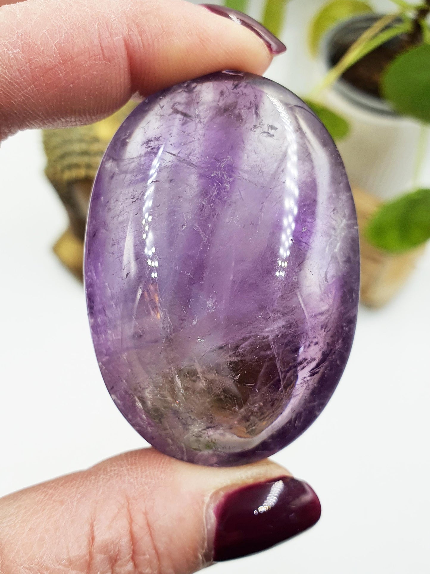 Sparkly Light Amethyst Palm with rainbow flashes