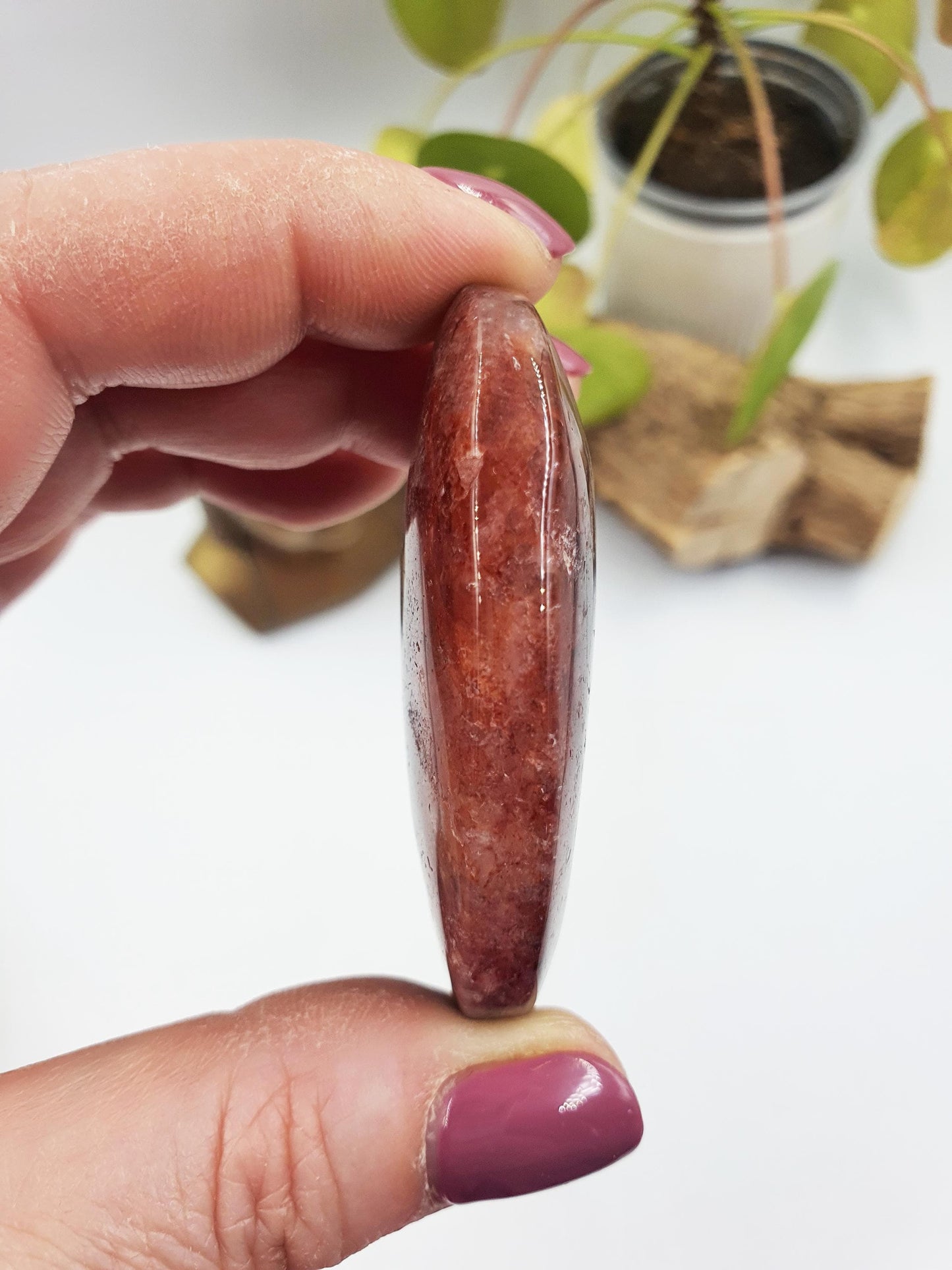Beautiful Fire Quartz Palm / Hematoid Quartz Palm / Healing Palm Stone / Meditation Palm / Reiki Crystal Palm - 55g