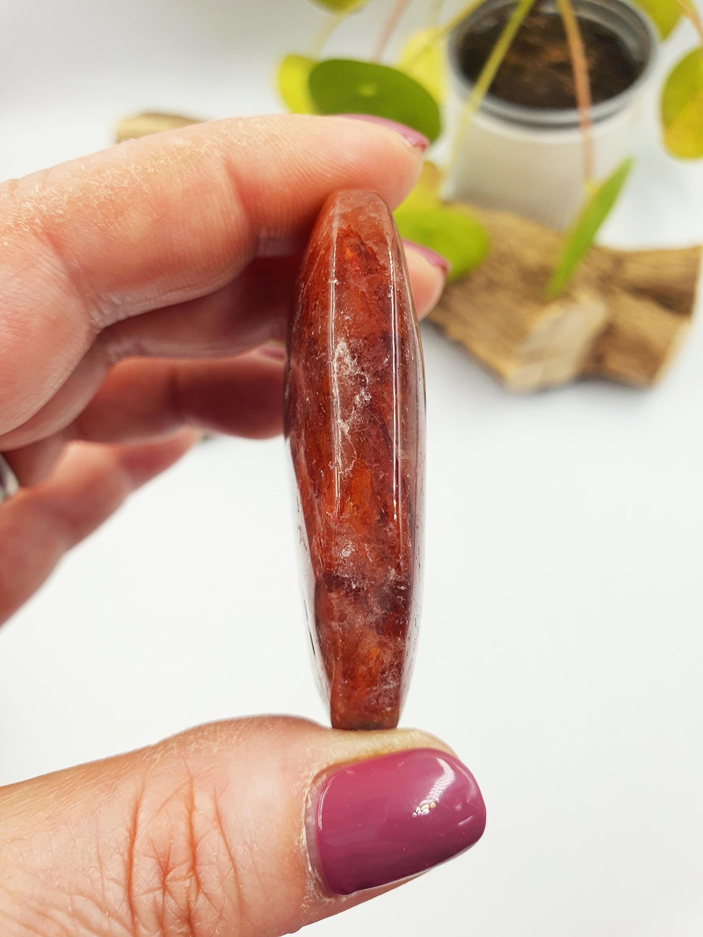 Beautiful Fire Quartz Palm / Hematoid Quartz Palm / Healing Palm Stone / Meditation Palm / Reiki Crystal Palm - 55g