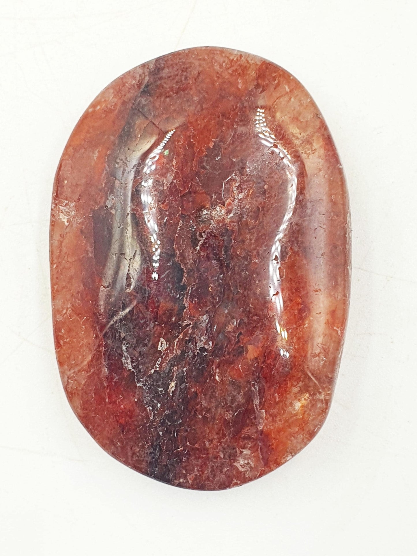 Beautiful Fire Quartz Palm / Hematoid Quartz Palm / Healing Palm Stone / Meditation Palm / Reiki Crystal Palm - 55g