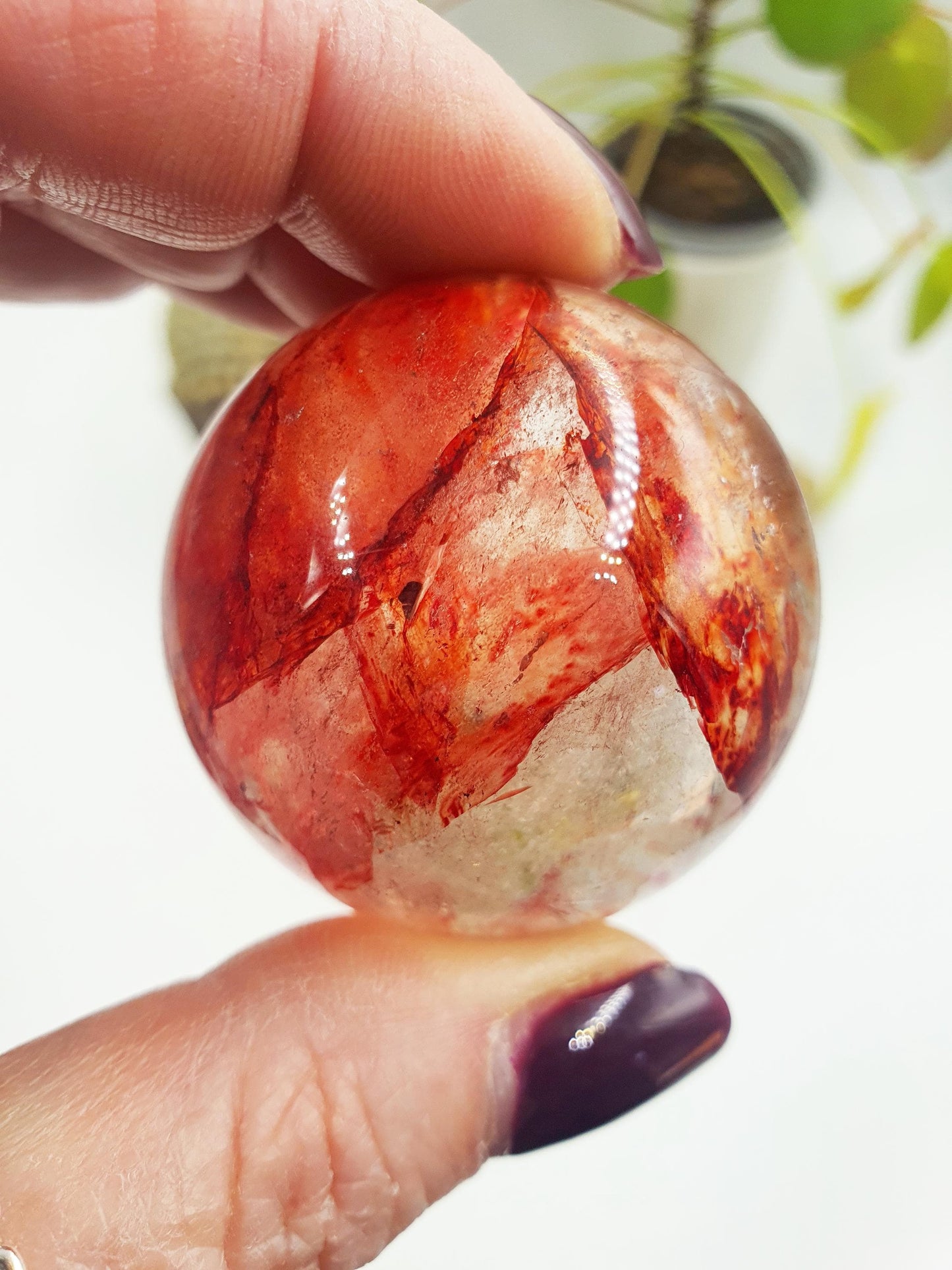Madagascan Fire Quartz Sphere with Rainbows