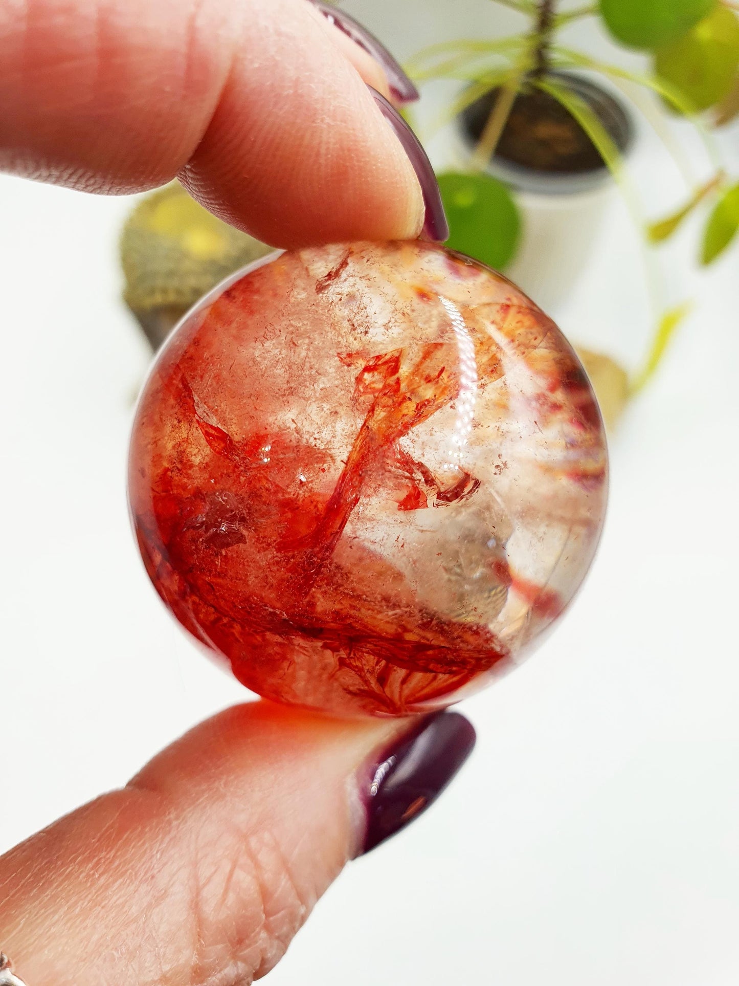 Madagascan Fire Quartz Sphere with Rainbows
