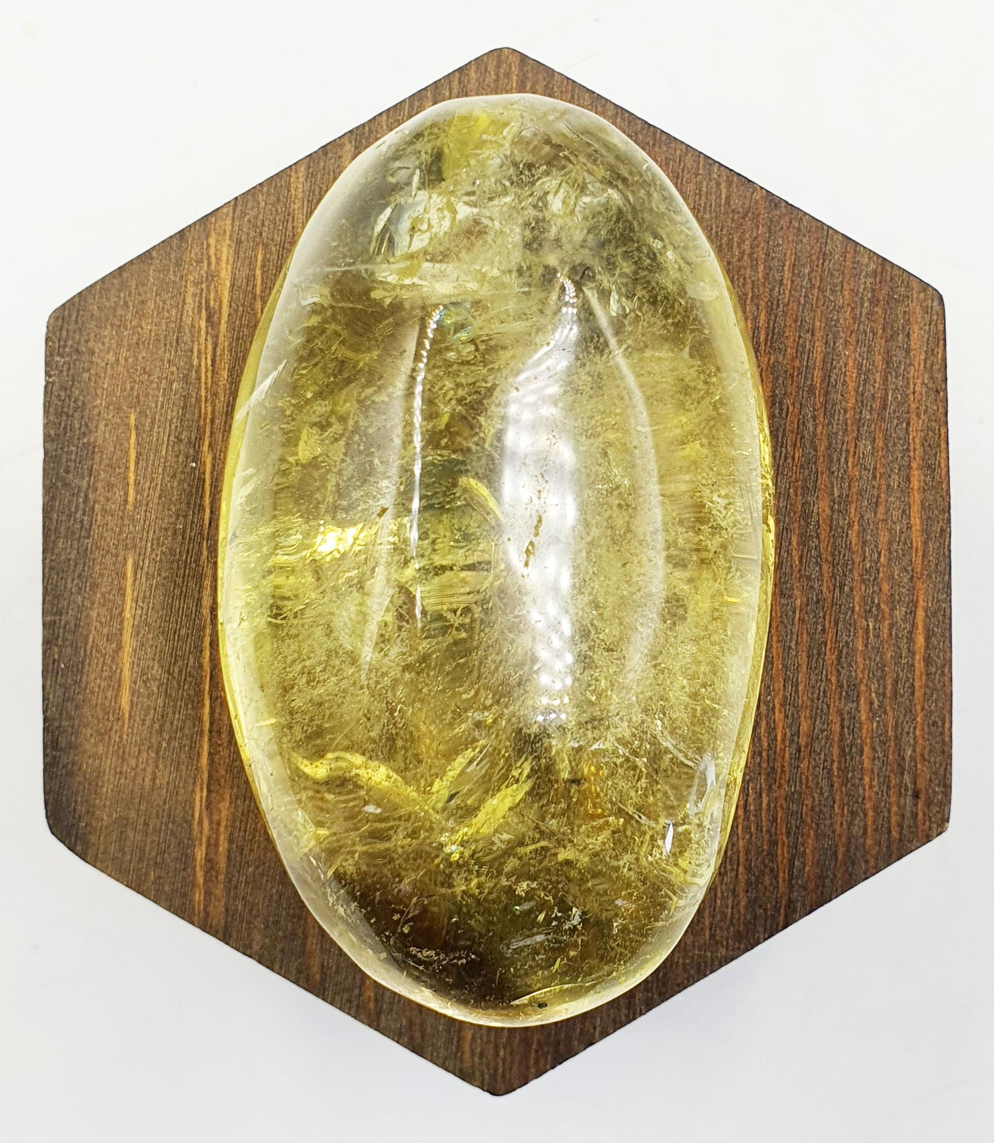 Citrine Palm with shimmering inclusions and rainbows