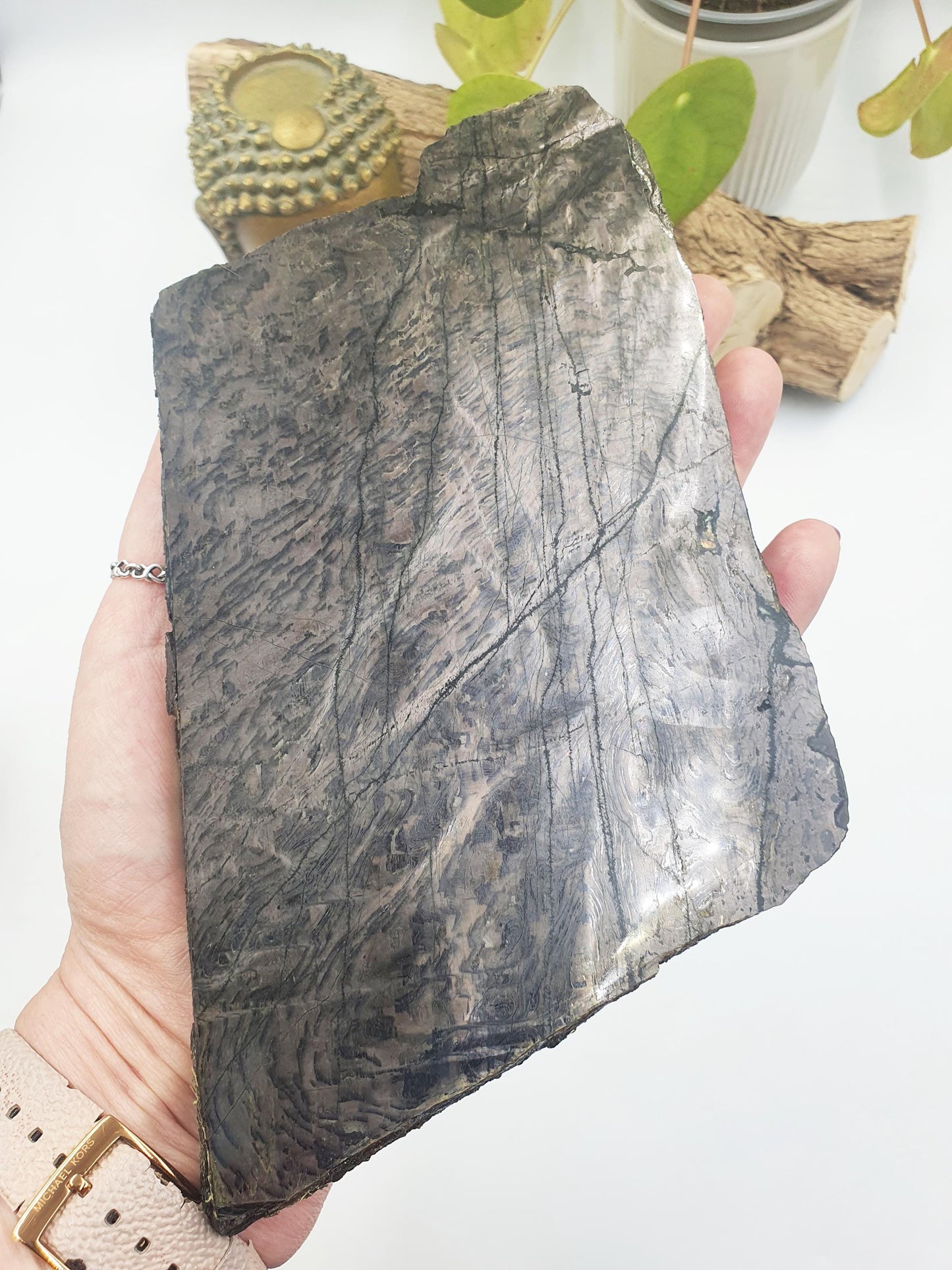 Rare Hypersthene Slice/ Hypersthene Slab / Rare Crystal Slice / Raw and polished Hypersthene / Large Hypersthene Slab - 675g