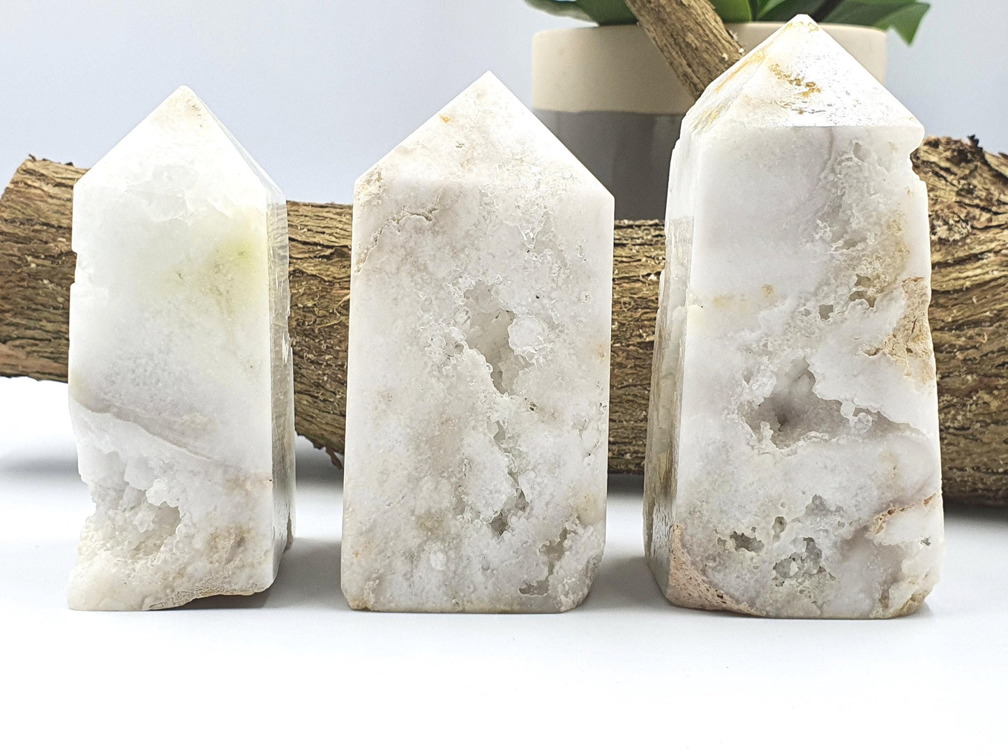 White Agate Drusy Tower