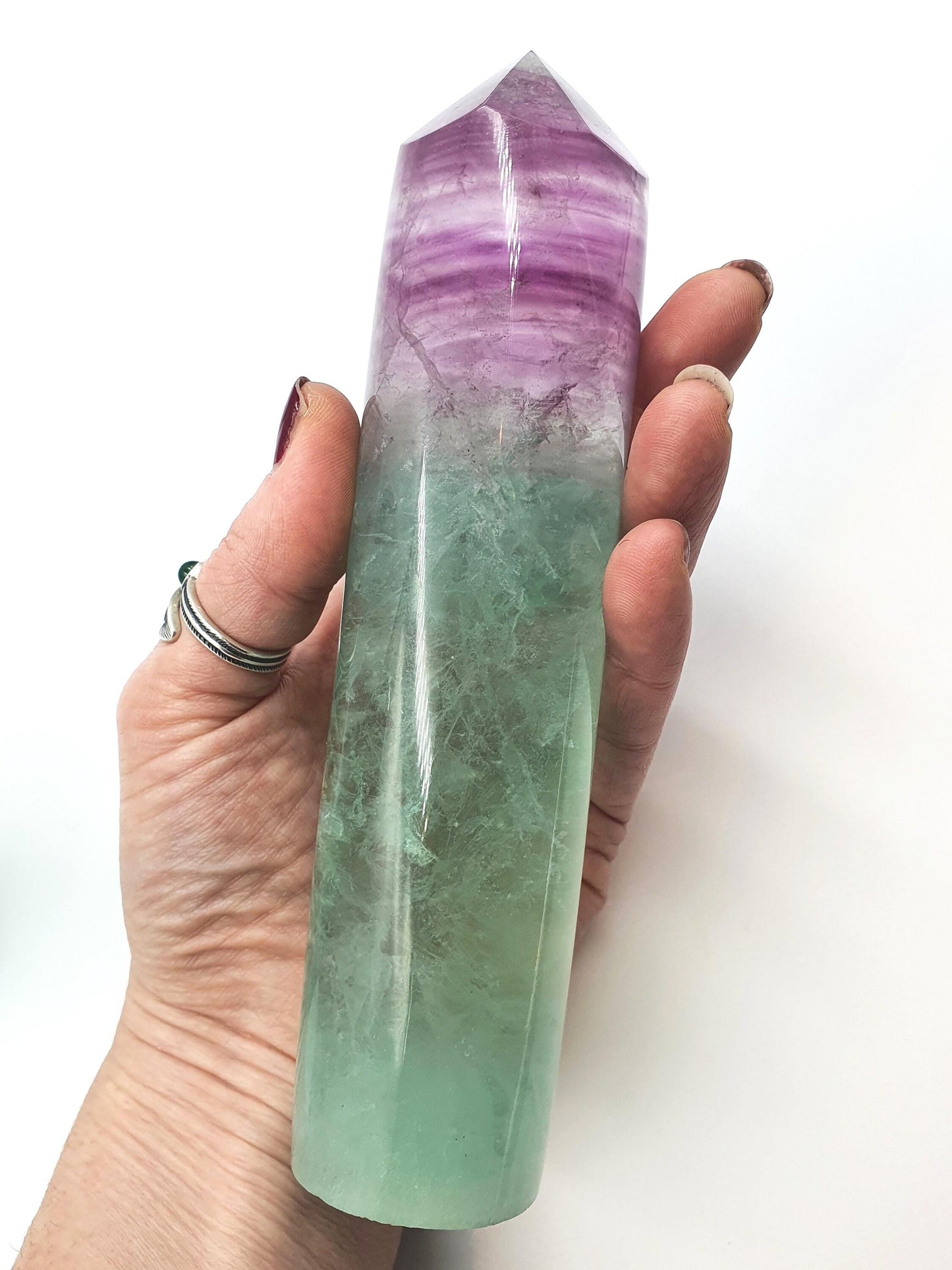 Large Watermelon Fluorite Tower