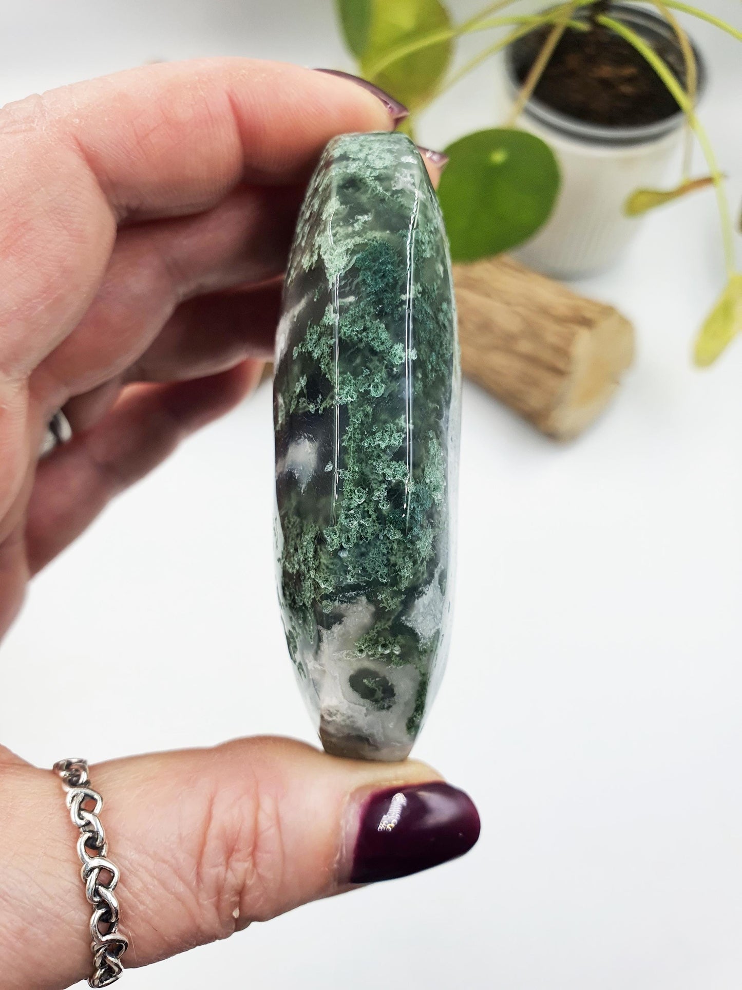 Large Moss Agate Drusy Palm