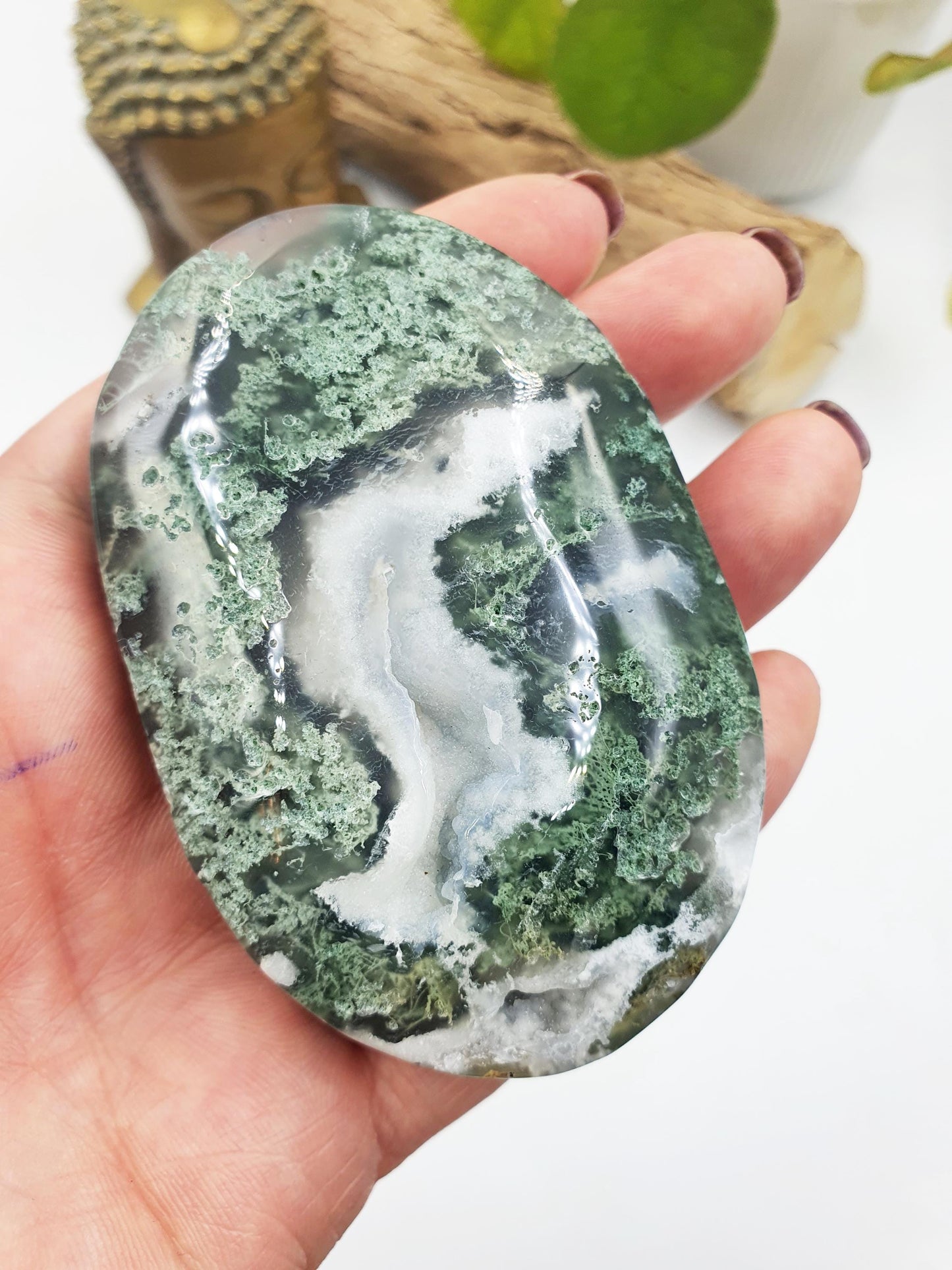 Large Moss Agate Drusy Palm