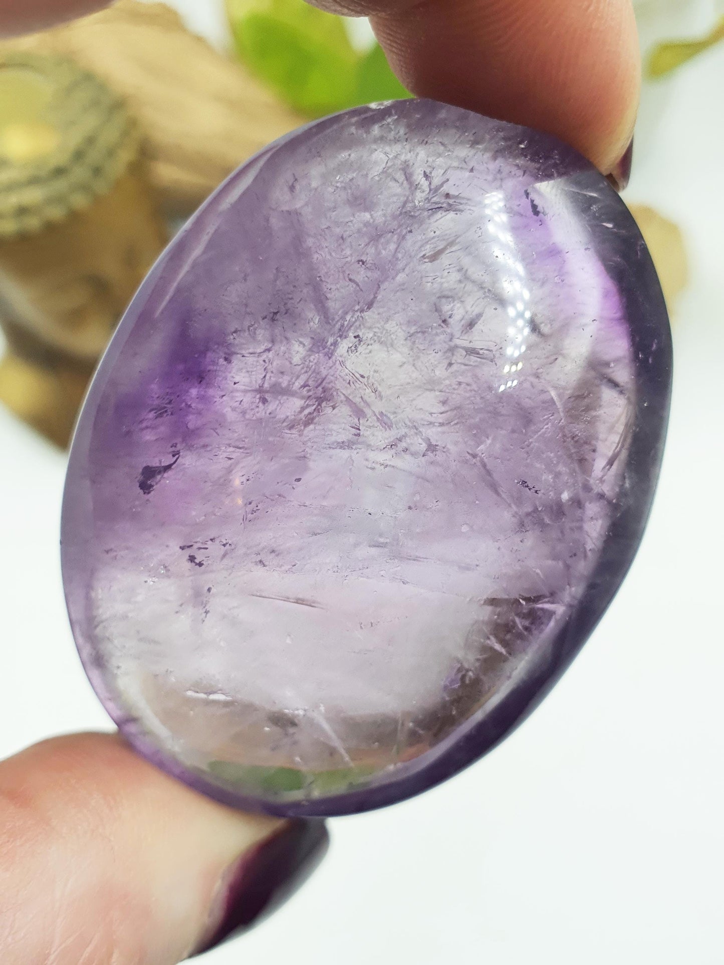 Sparkly Light Amethyst Palm with rainbow flashes