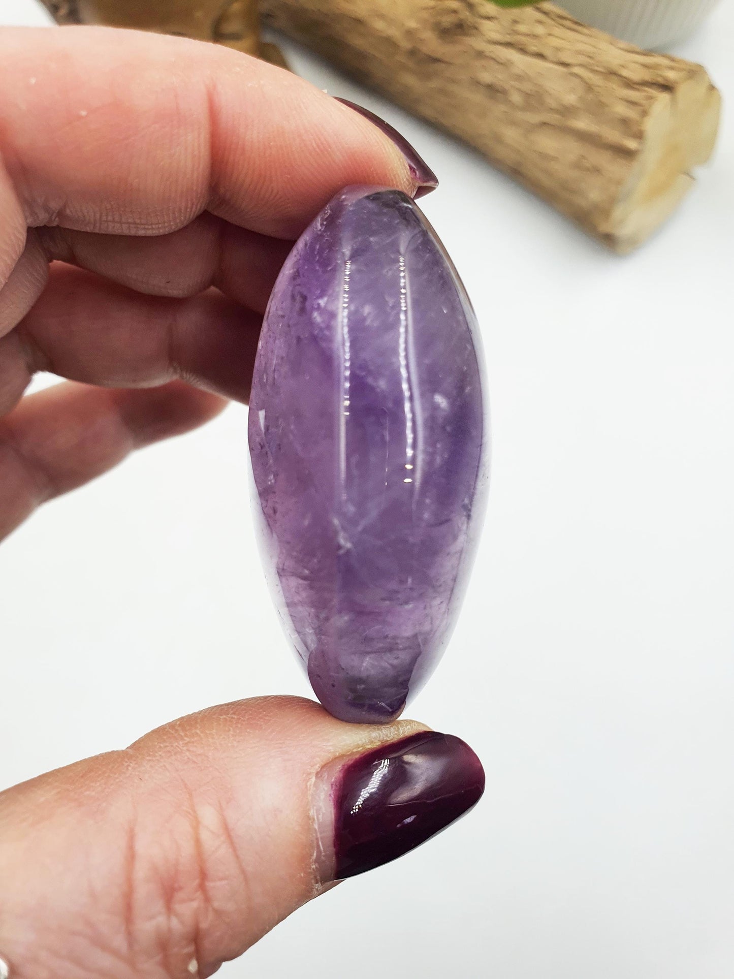 Sparkly Light Amethyst Palm with rainbow flashes