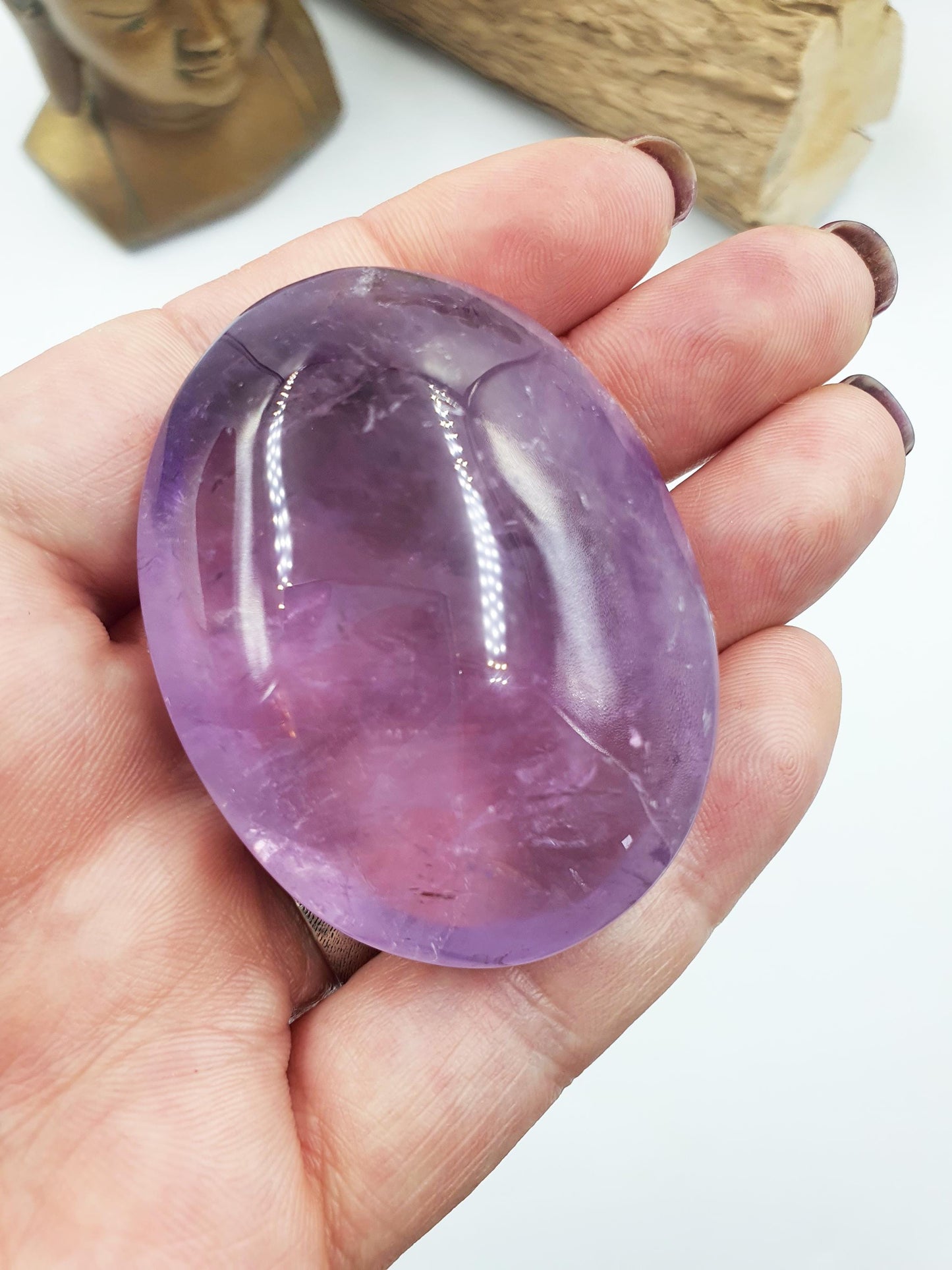 Sparkly Light Amethyst Palm with rainbow flashes