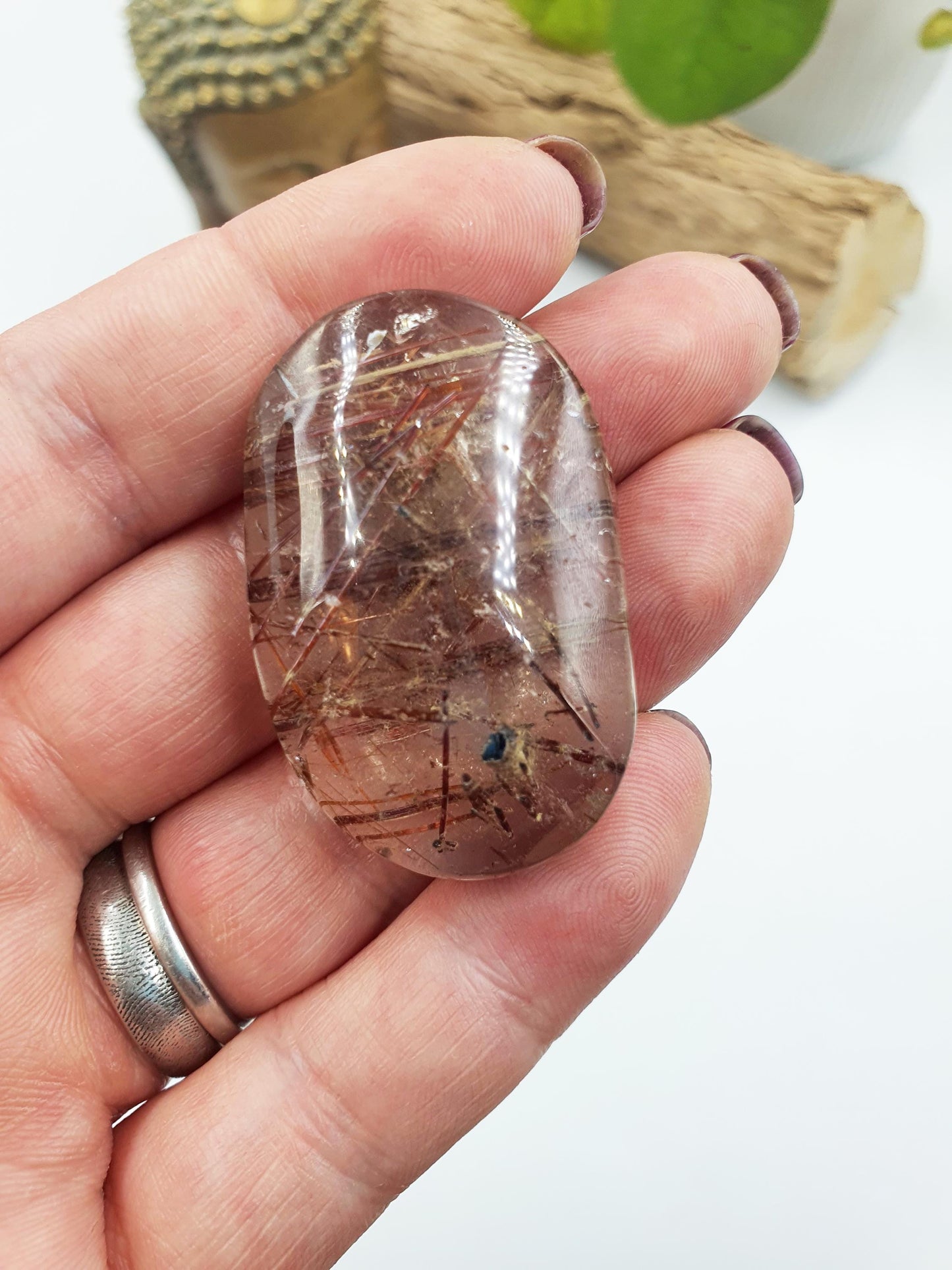 High Quality Little Rutilated Quartz Palmstone