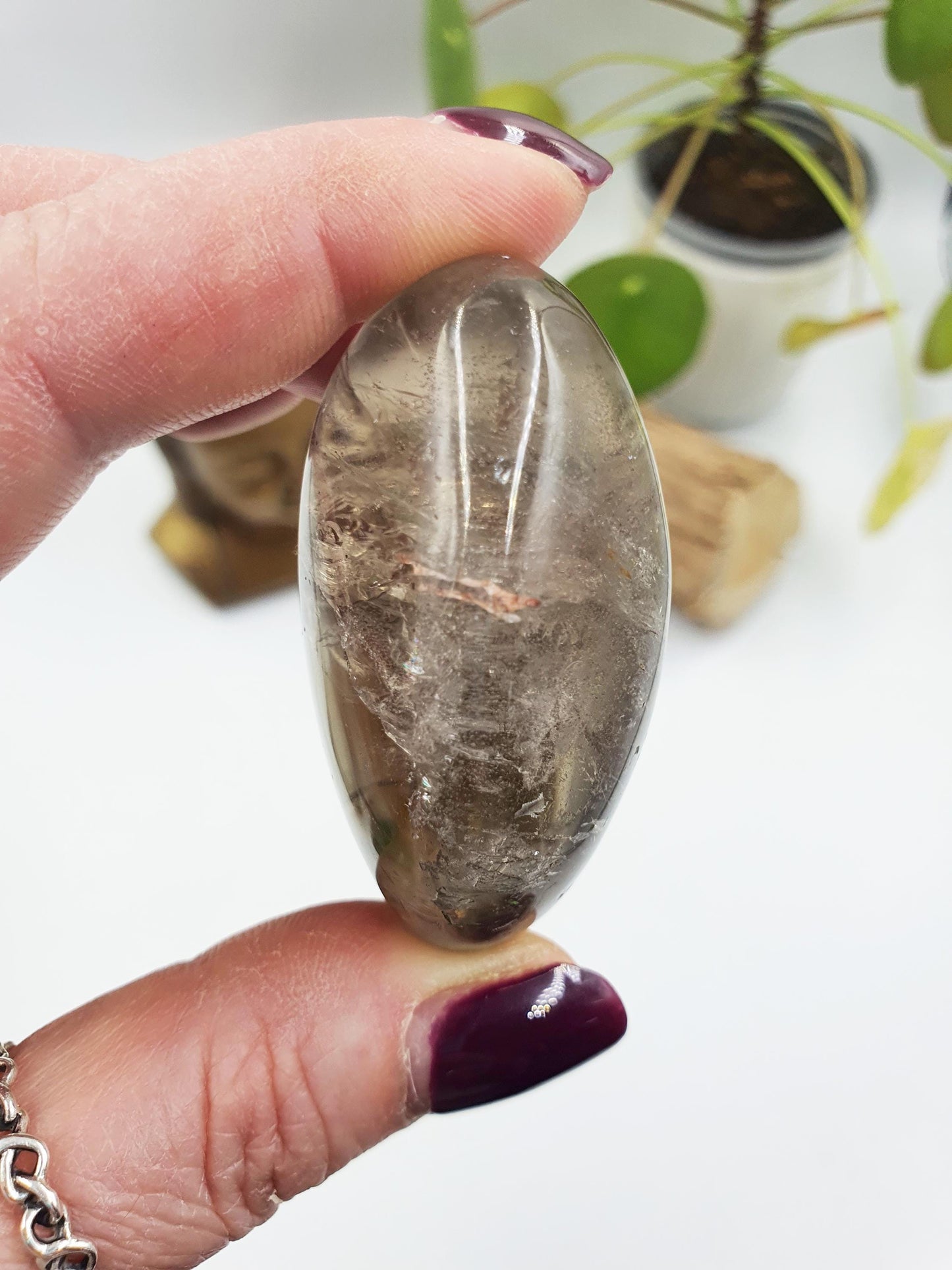 Smoky Quartz Palm with rainbow