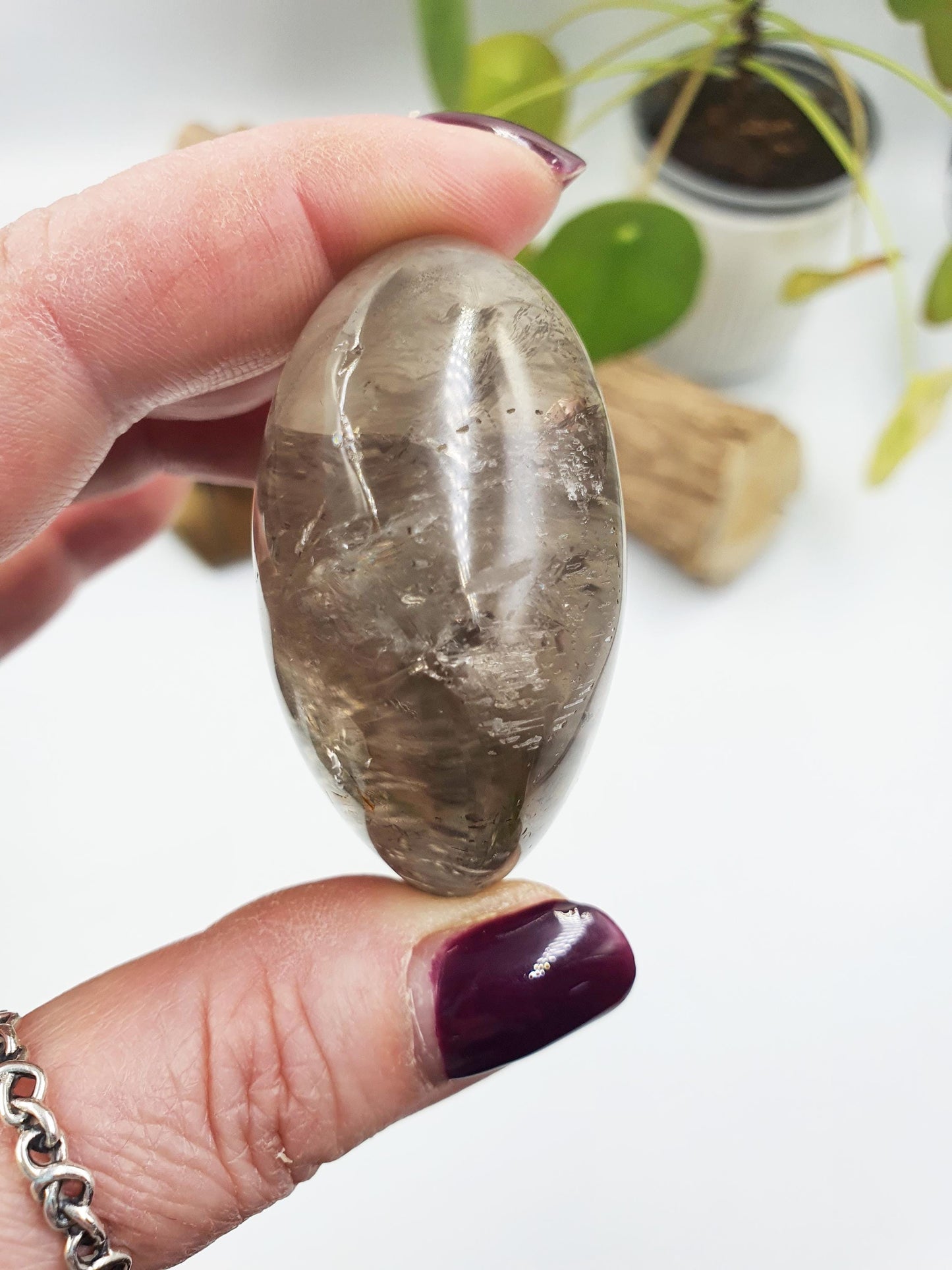 Smoky Quartz Palm with rainbow