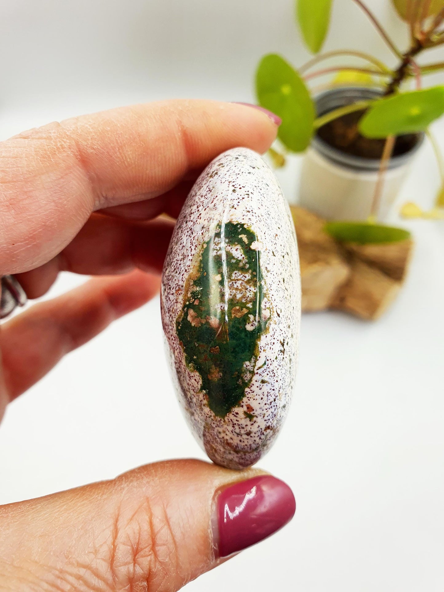 Beautiful Ocean Jasper Palm / Ocean Jasper Palm stone / OJ Palm / Meditation Palm / Reiki Crystal Palm - 95g