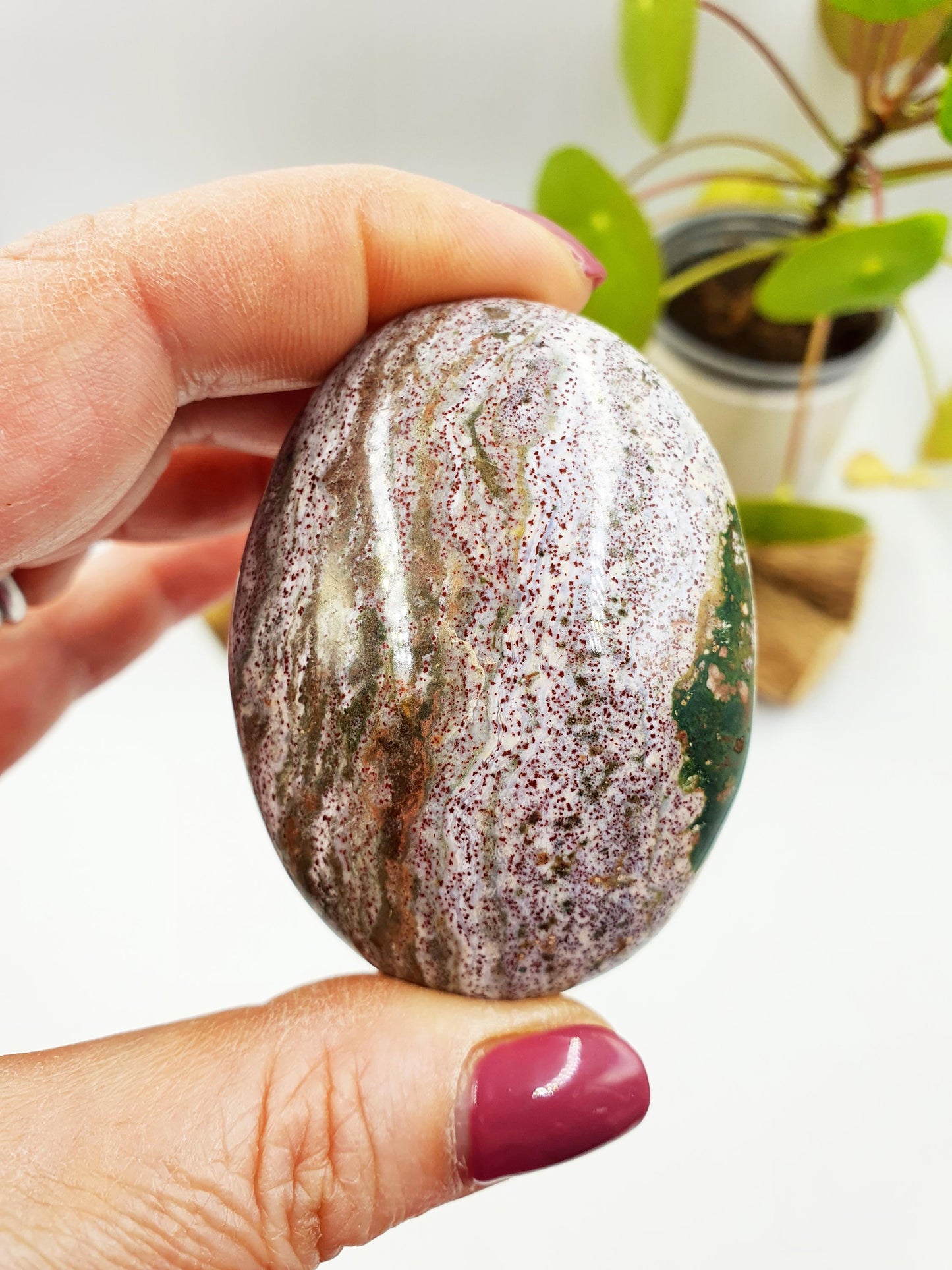 Beautiful Ocean Jasper Palm / Ocean Jasper Palm stone / OJ Palm / Meditation Palm / Reiki Crystal Palm - 95g