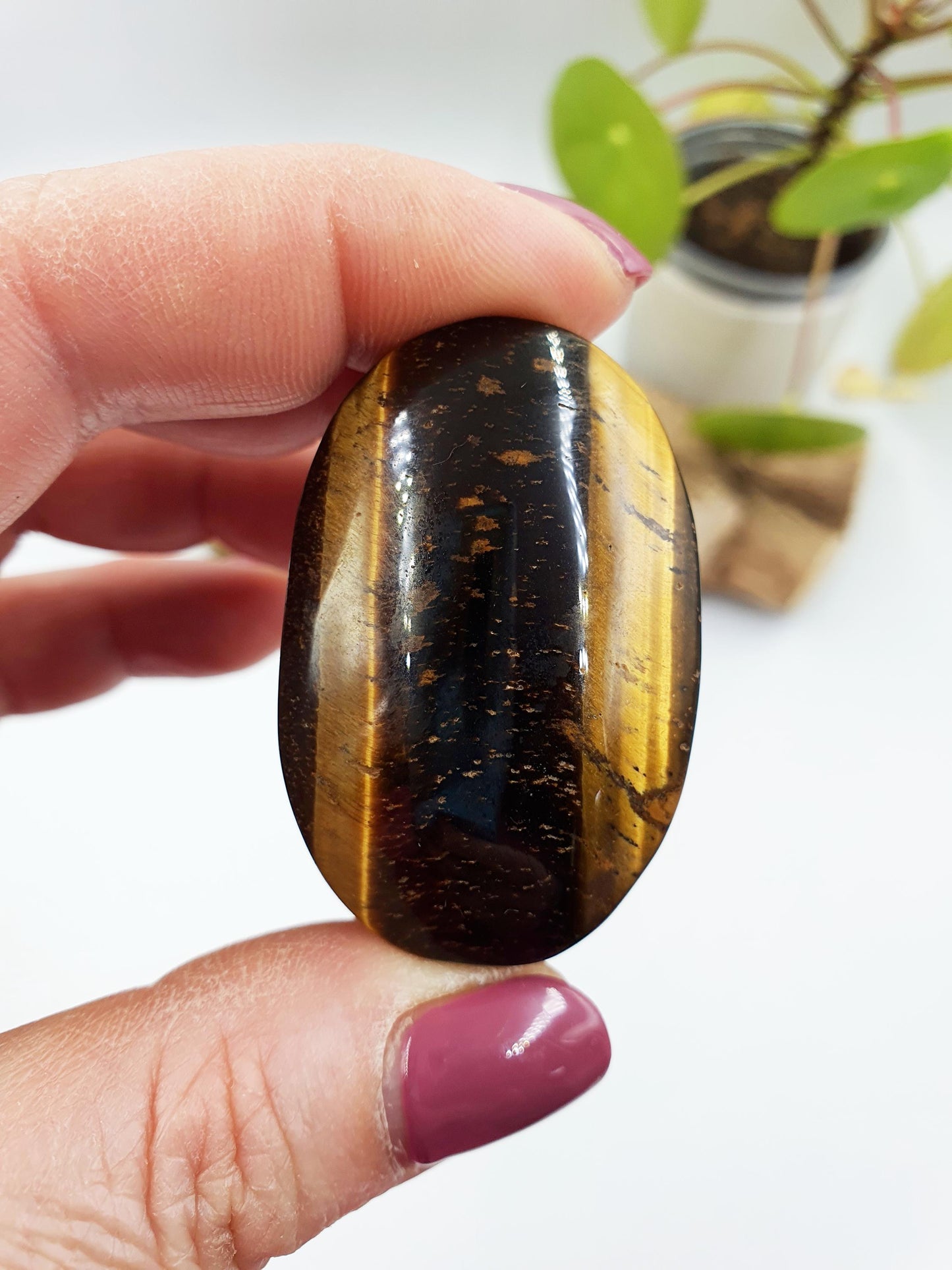 Flashy Yellow Tigers Eye Palm / Tiger's Eye Palm Stone / Pocket Crystal / Meditation Palm / Reiki Crystal Palm - 45g