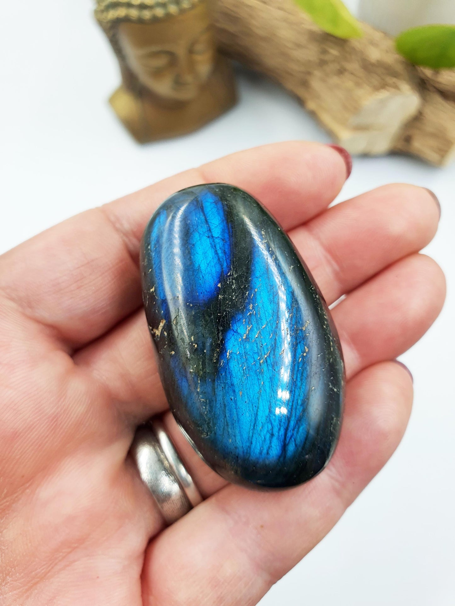 Beautiful Flashy Labradorite Crystal Palm / Labradorite Palm Stone / Meditation Palm / Reiki Crystal Palm - 50g