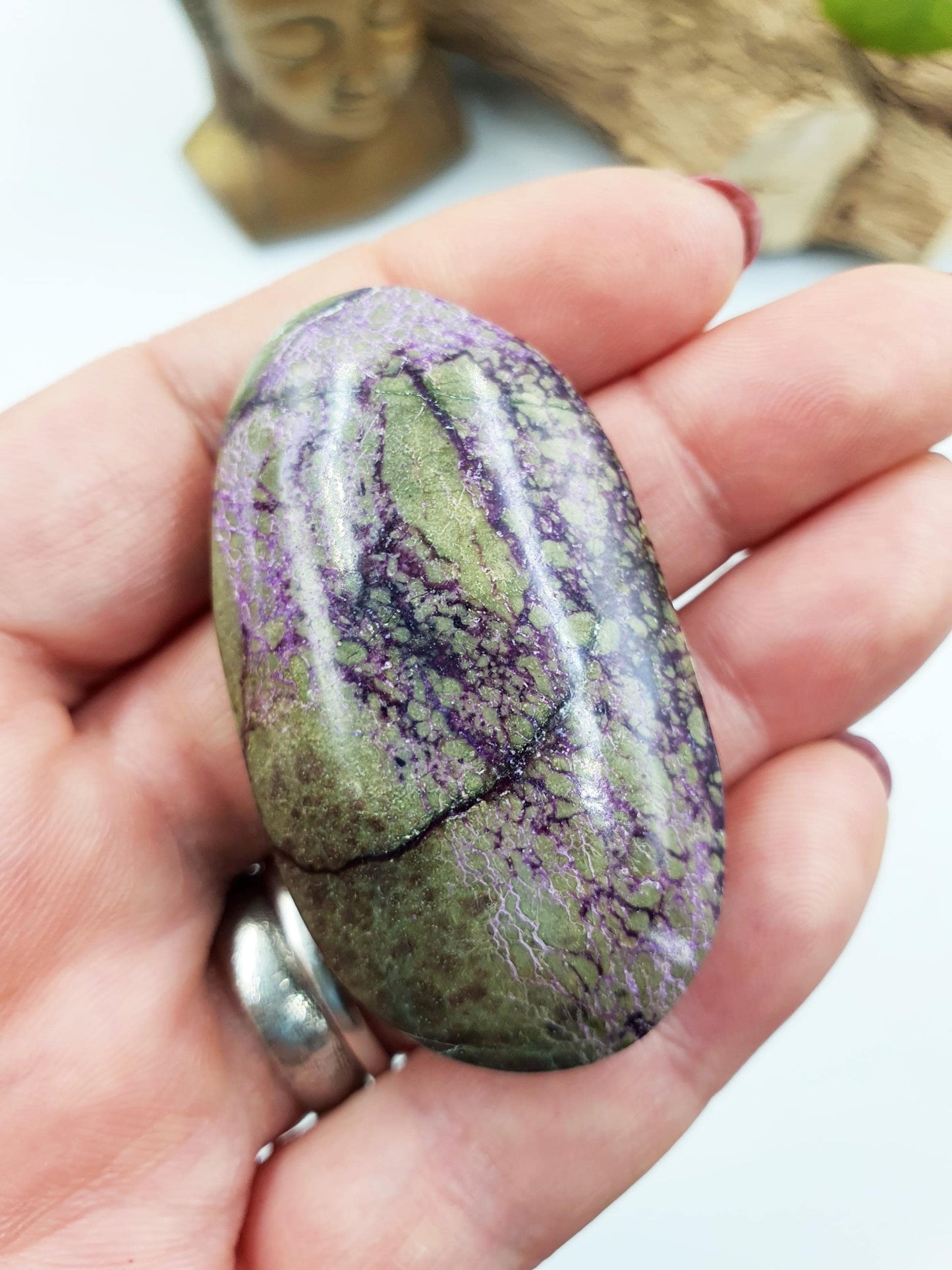 Beautiful Atlantisite Palm / Atlantisite Palm Stone / Collectors Crystal Palm / Reiki Crystal Palm / Meditation Stone - 35g