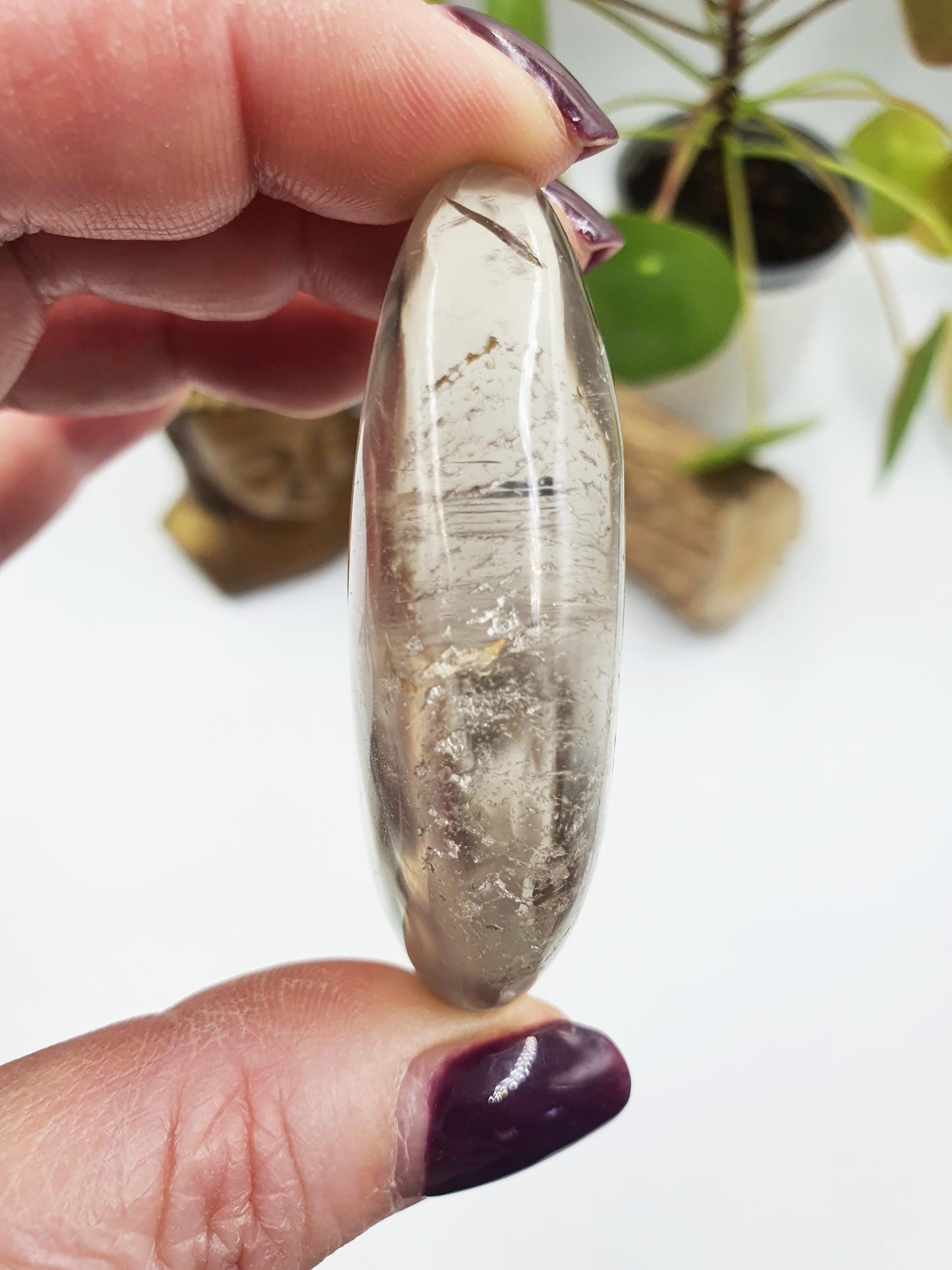 Clear Quartz Palm with shimmering inclusions