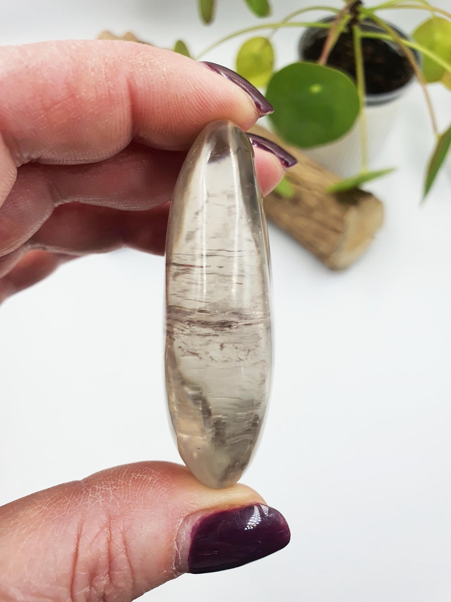 Clear Quartz Palm with shimmering inclusions