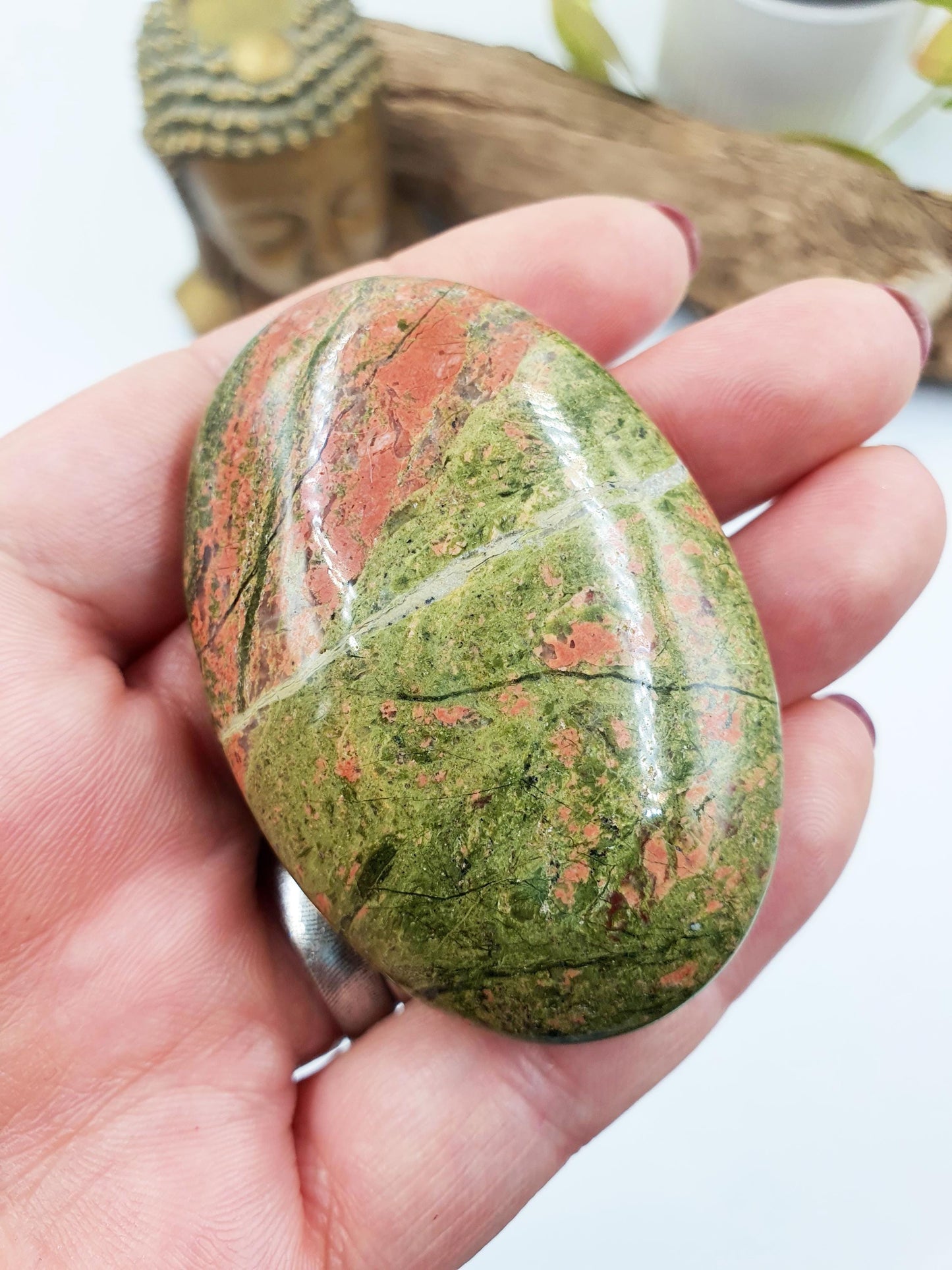 Unakite Palm / Unakite Palm Stone / Pocket Stone / Meditation Palm / Reiki Crystal Palm - 85g