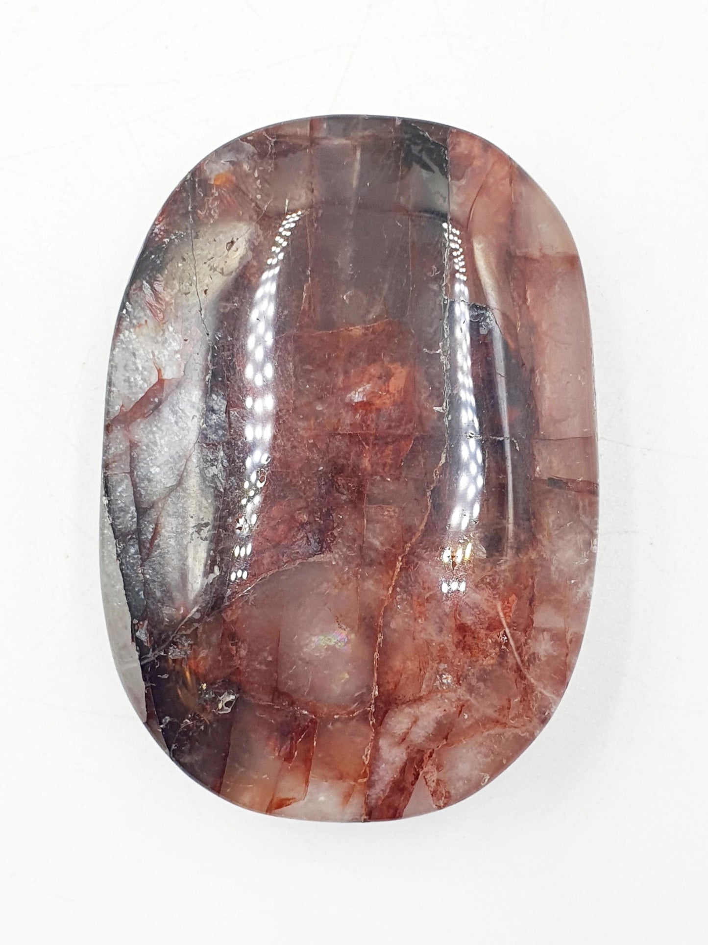 Large Fire Quartz Palm / Hematoid Quartz Palm / Healing Palm Stone / Meditation Palm- 95g