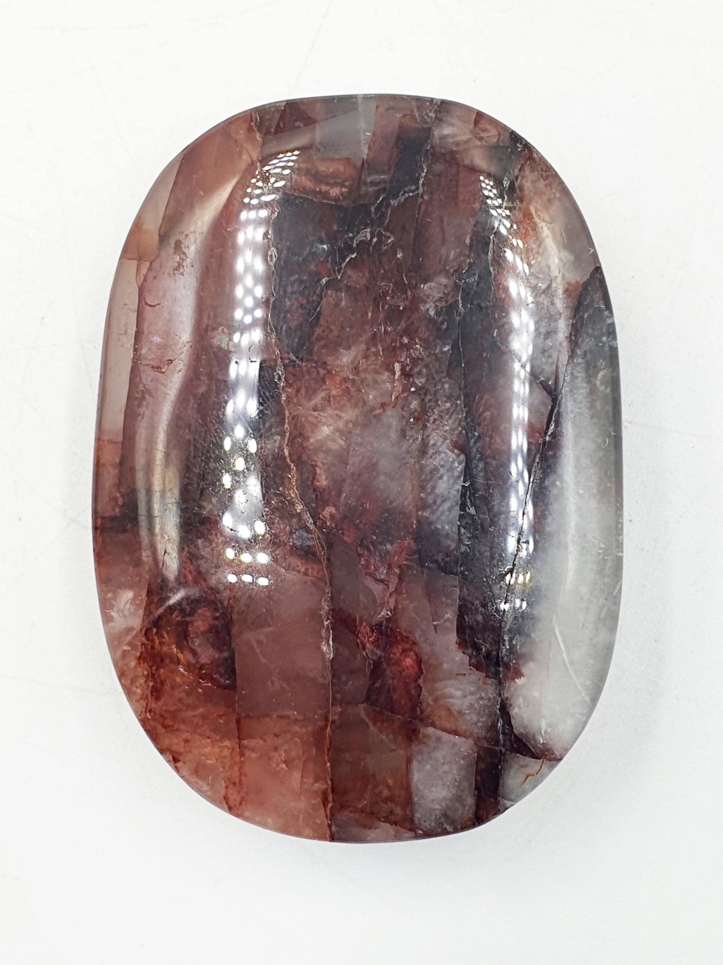 Large Fire Quartz Palm / Hematoid Quartz Palm / Healing Palm Stone / Meditation Palm- 95g
