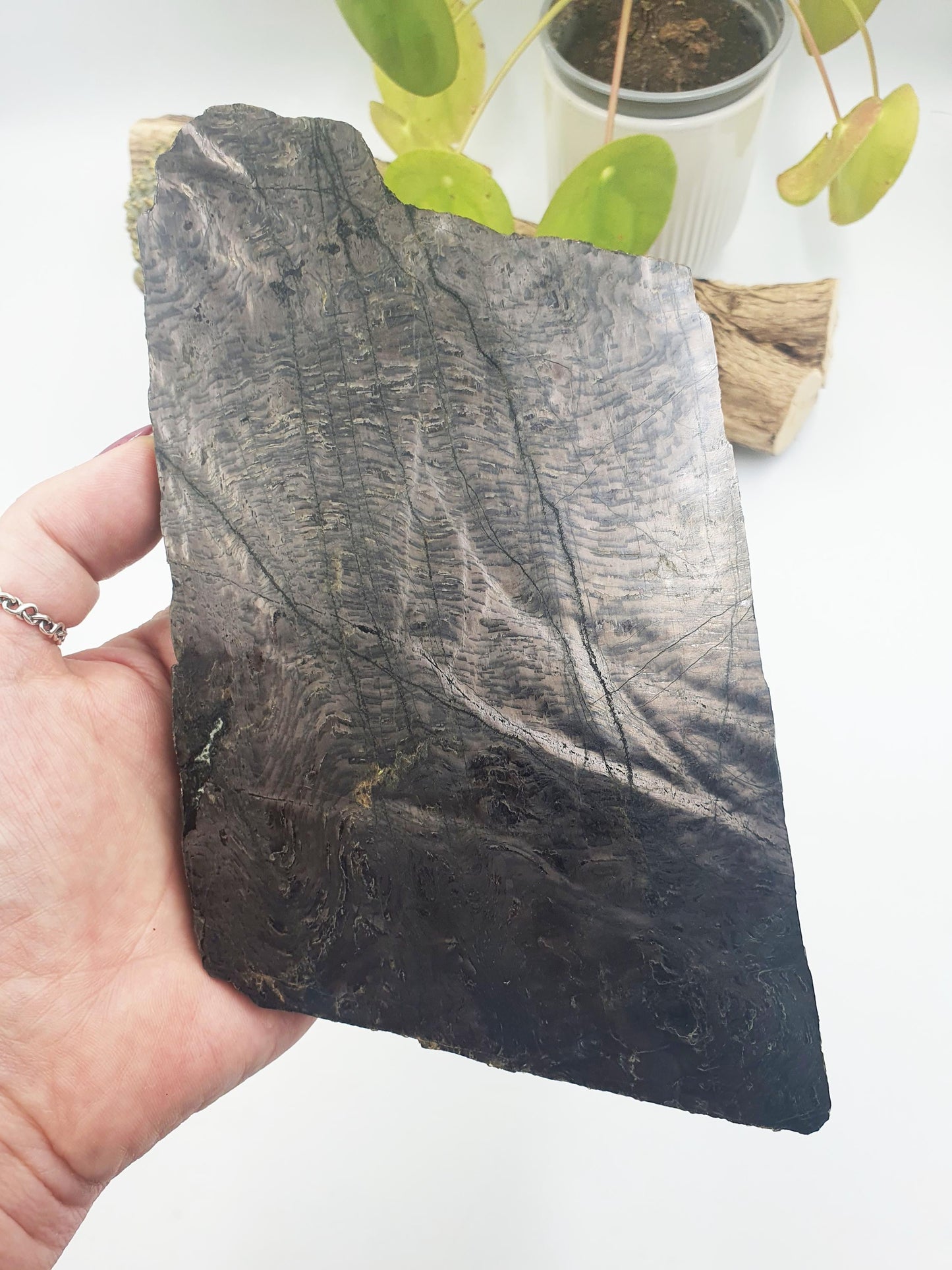 Rare Hypersthene Slice/ Hypersthene Slab / Rare Crystal Slice / Raw and polished Hypersthene / Large Hypersthene Slab - 675g