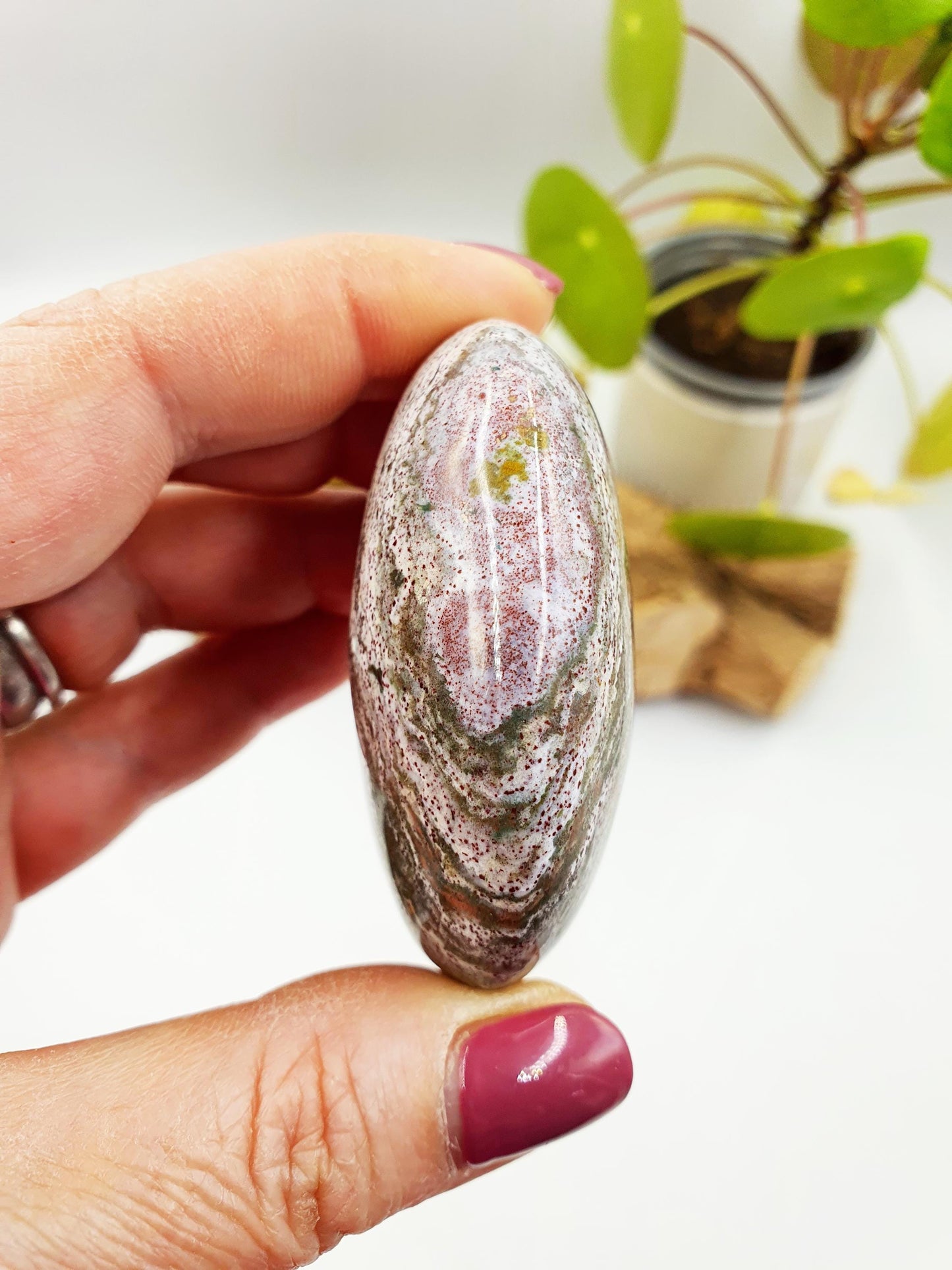 Beautiful Ocean Jasper Palm / Ocean Jasper Palm stone / OJ Palm / Meditation Palm / Reiki Crystal Palm - 95g