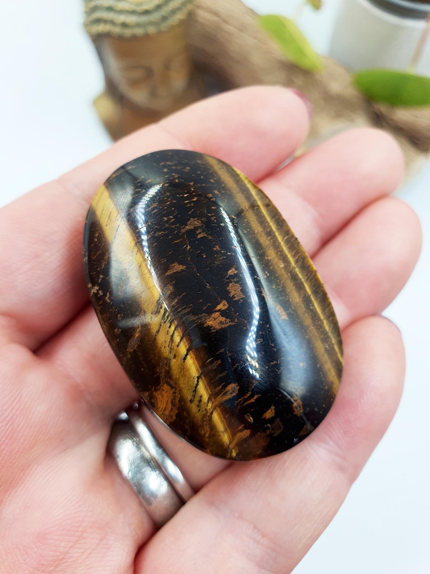 Flashy Yellow Tigers Eye Palm / Tiger's Eye Palm Stone / Pocket Crystal / Meditation Palm / Reiki Crystal Palm - 45g