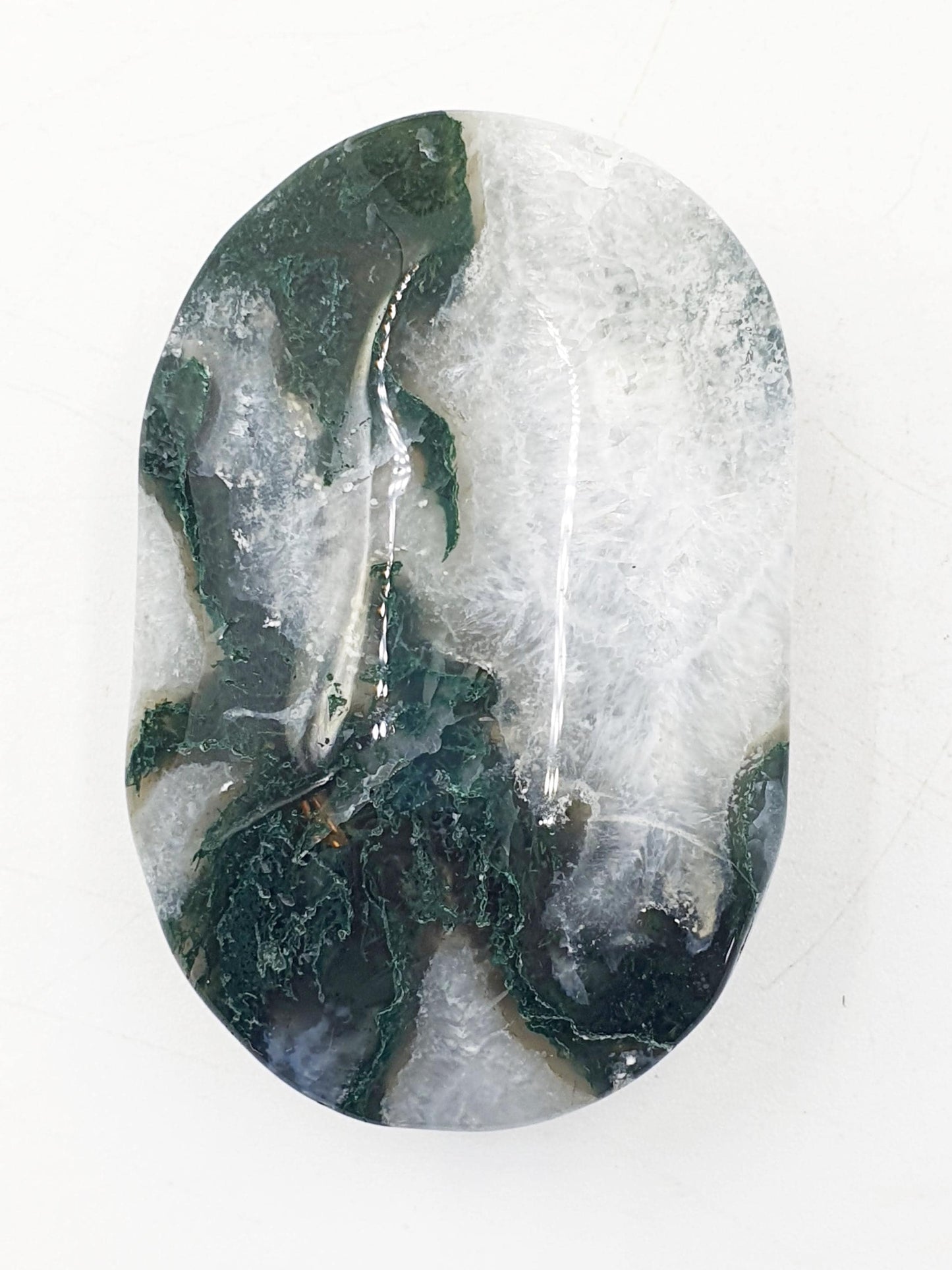 Druzy Moss Agate Palm / Moss Agate Palm Stone / Meditation Palm / Meditation Palm / Reiki Crystsl Palm - 90g