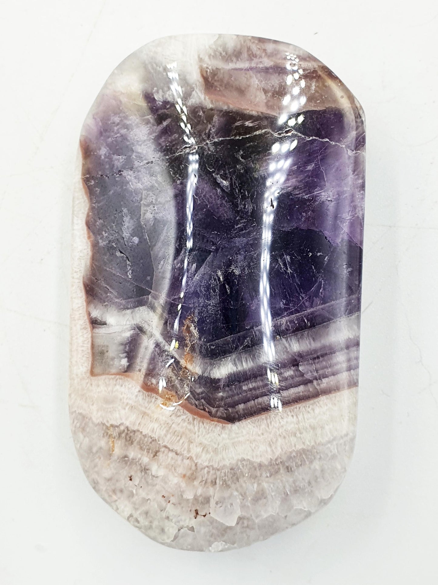 Dream Amethyst Palm / Dream Amethyst Palm Stone / Chevron Amethyst Palm / Pocket Stone / Amethyst Meditation Palm / Reiki Crystal Palm- 100g