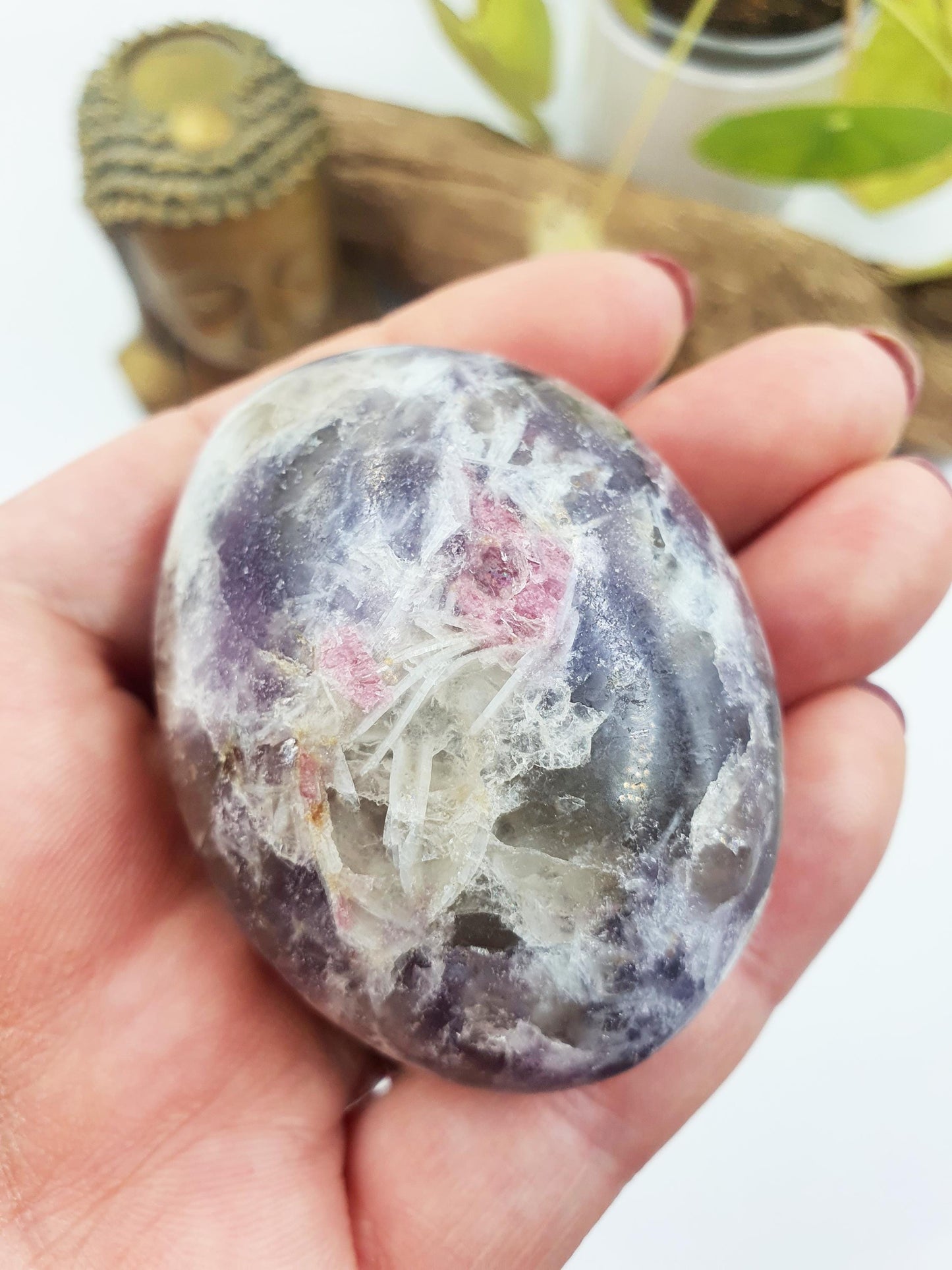 Large Unicorn Stone Palm / Unicorn Palm Stone / Pegmatite Palm / Pocket Crystal / Meditation Palm / Reiki Crystal Palm - 110g