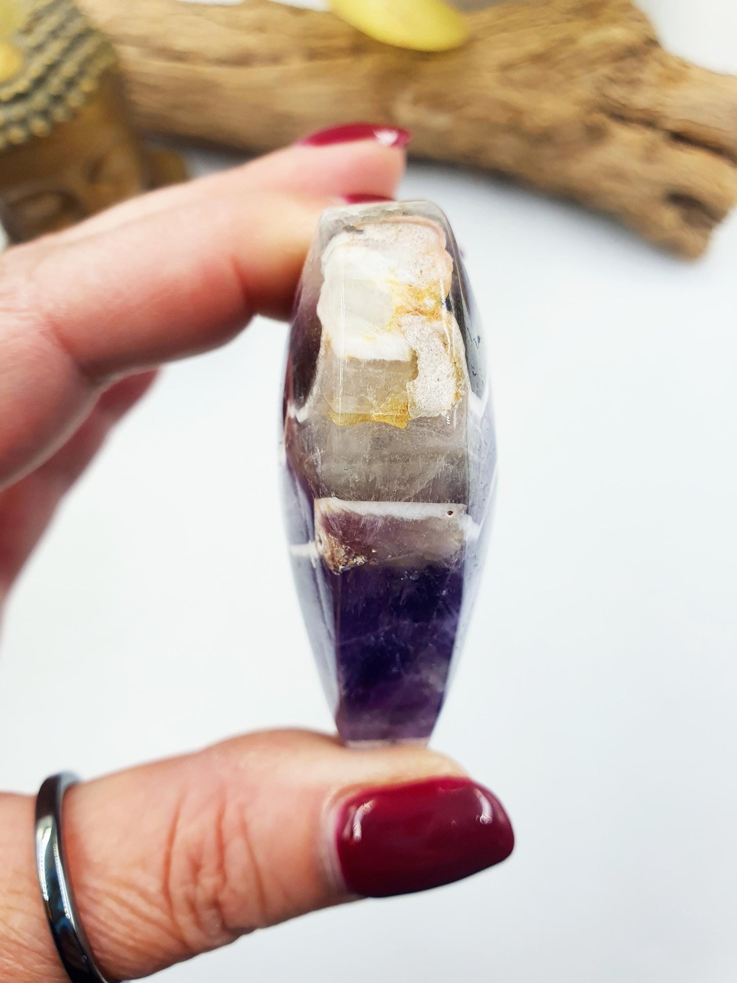 Stunning Dream Amethyst Puff Heart / Chevron Amethyst Crystal Heart / Purple Crystal Heart - 105g