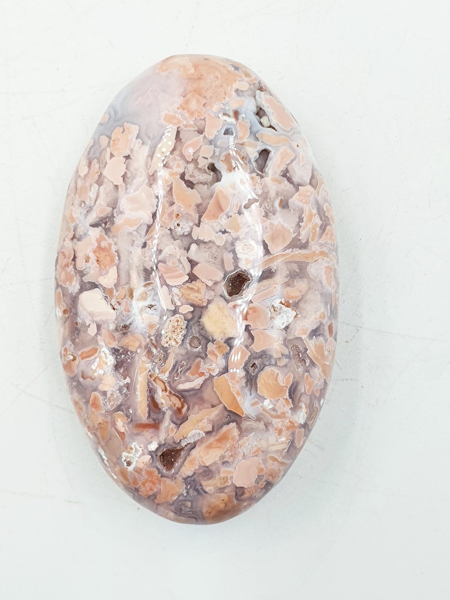 Beautiful Pink Agate Palm / Pink Agate Palm Stone / Pocket Crystal / Agate Palm / Meditation Palm - 80g