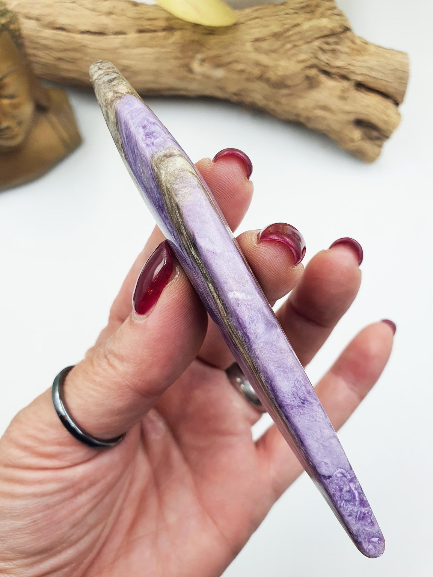 Gorgeous Charoite Freeform / Charoite Palm Stone / Charoite Carving / Charoite Shard / Collectors Crystal - 50g