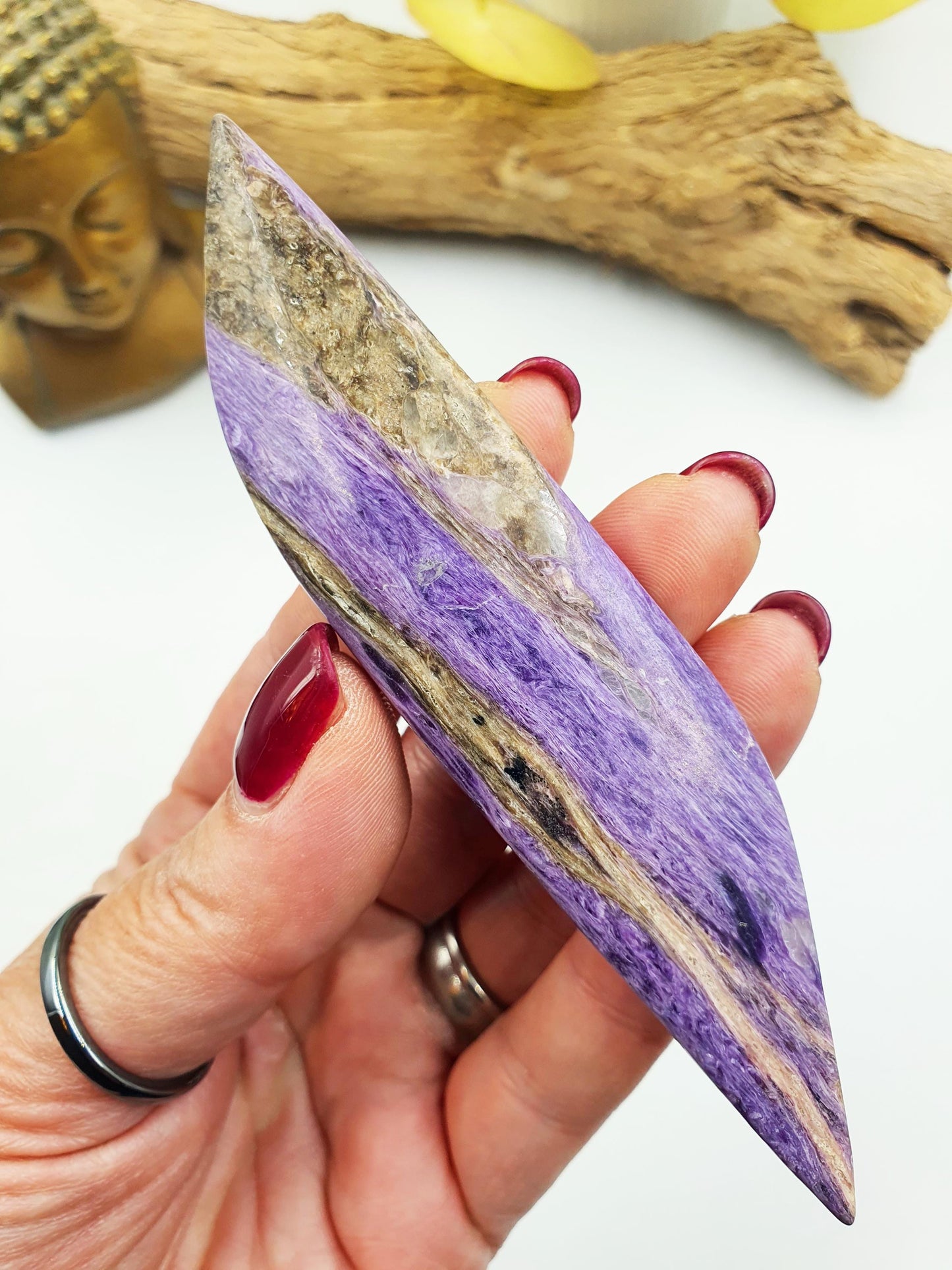 Gorgeous Charoite Freeform / Charoite Palm Stone / Charoite Carving / Charoite Shard / Collectors Crystal - 50g