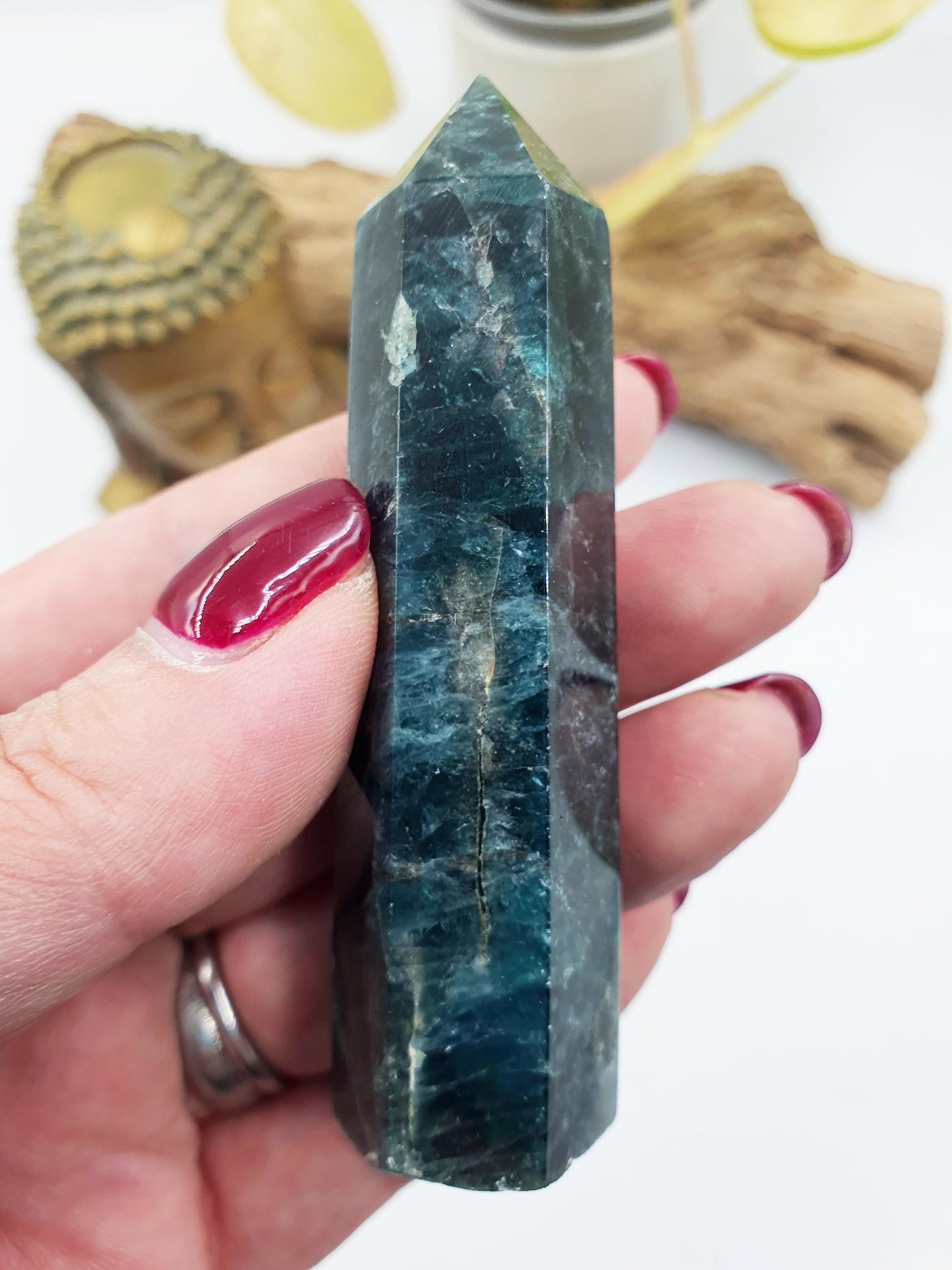 Blue and Green Apatite Tower / Apatite Healing Tower / Blue and Green Apatite Point / Crystal Tower - 85g