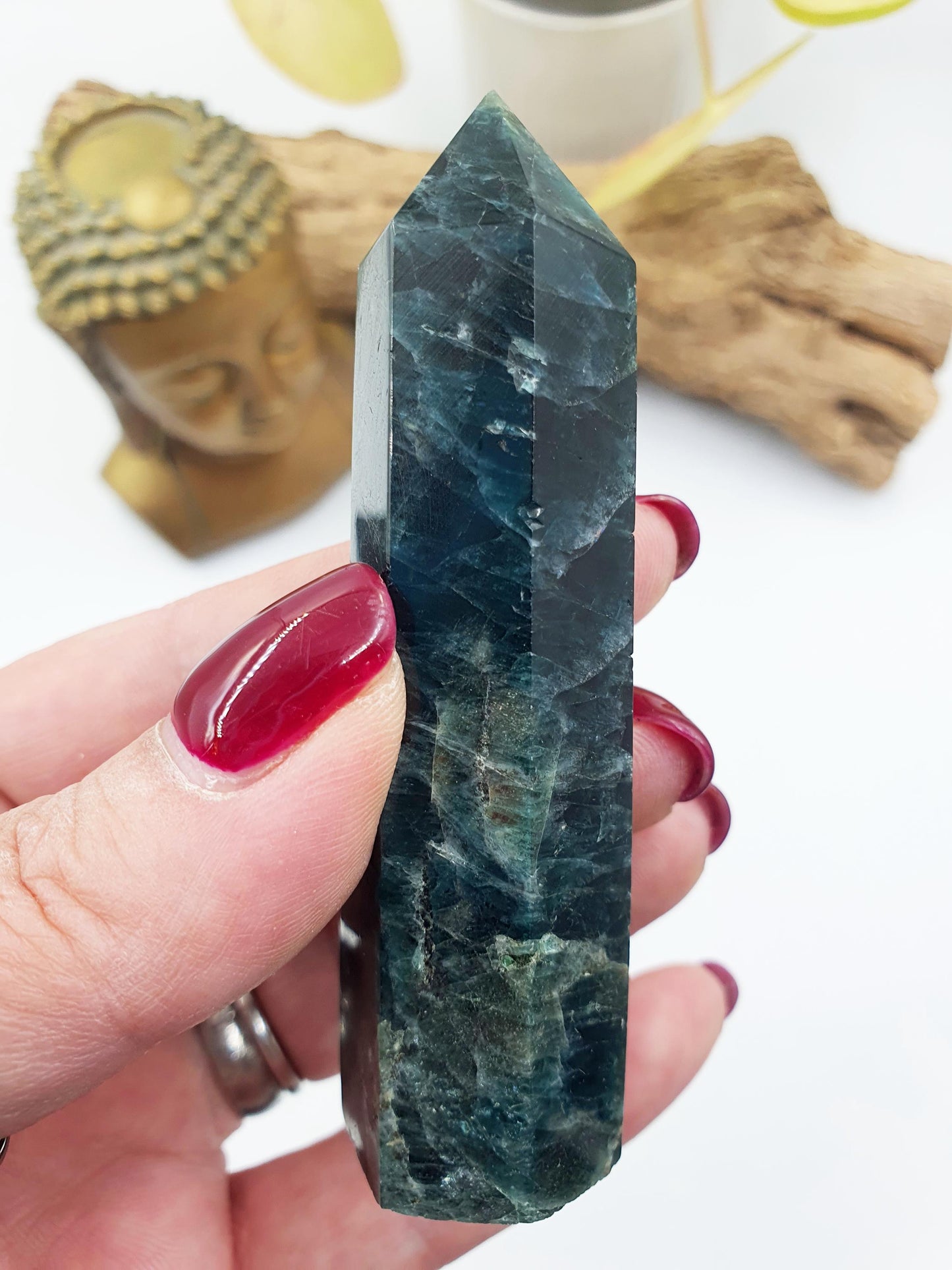 Blue and Green Apatite Tower / Apatite Healing Tower / Blue and Green Apatite Point / Crystal Tower - 85g